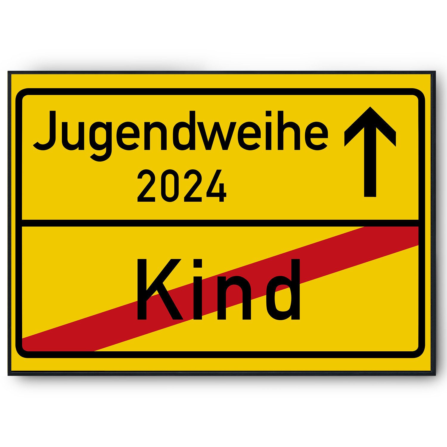 Tigerlino Poster Jugendweihe 2024 Geschenk zur Jugendweihe Feier, Ortsschild aus Kartonpapier