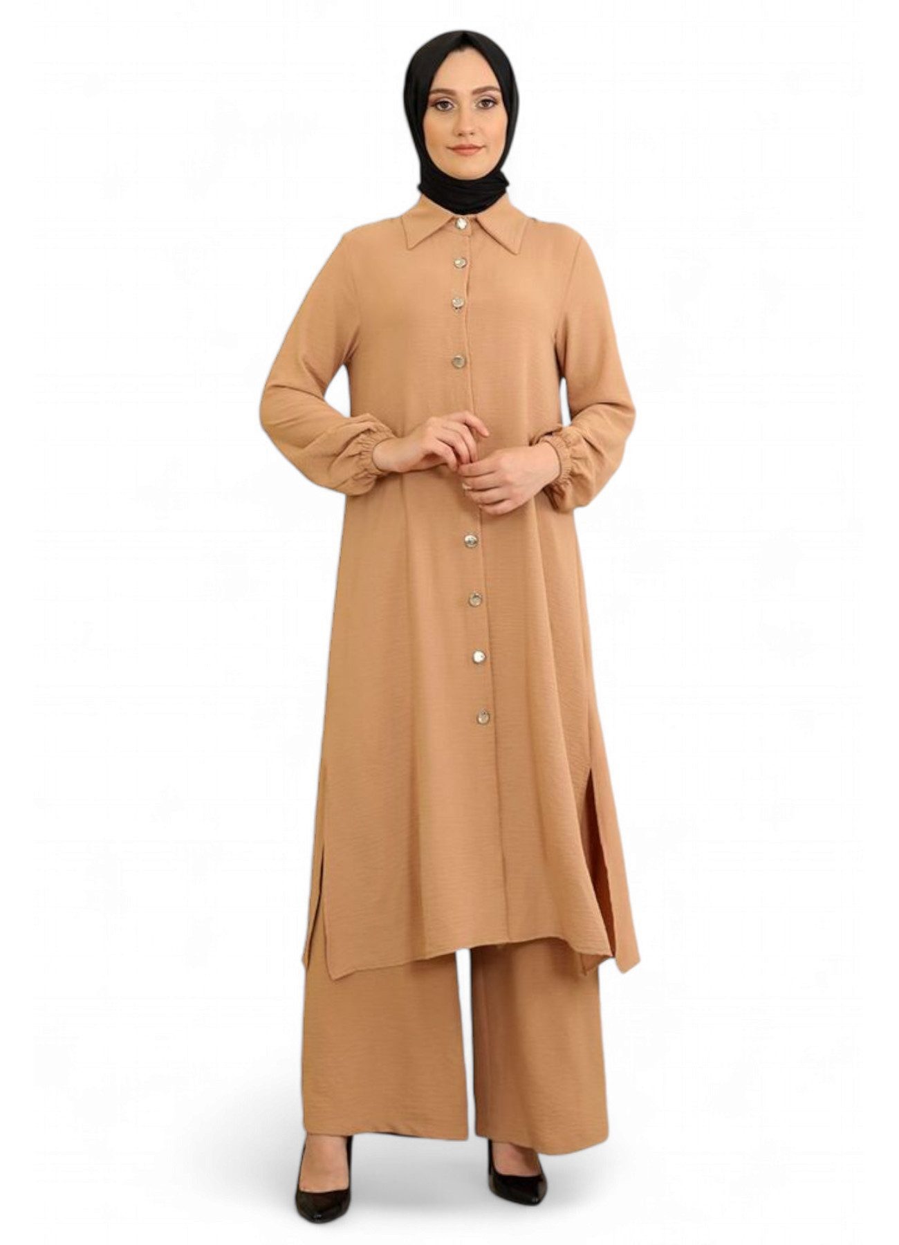 Modavitrini Longtunika Damen Anzug Lange Tunika mit Hose Hijab-Mode, Modest Fashion