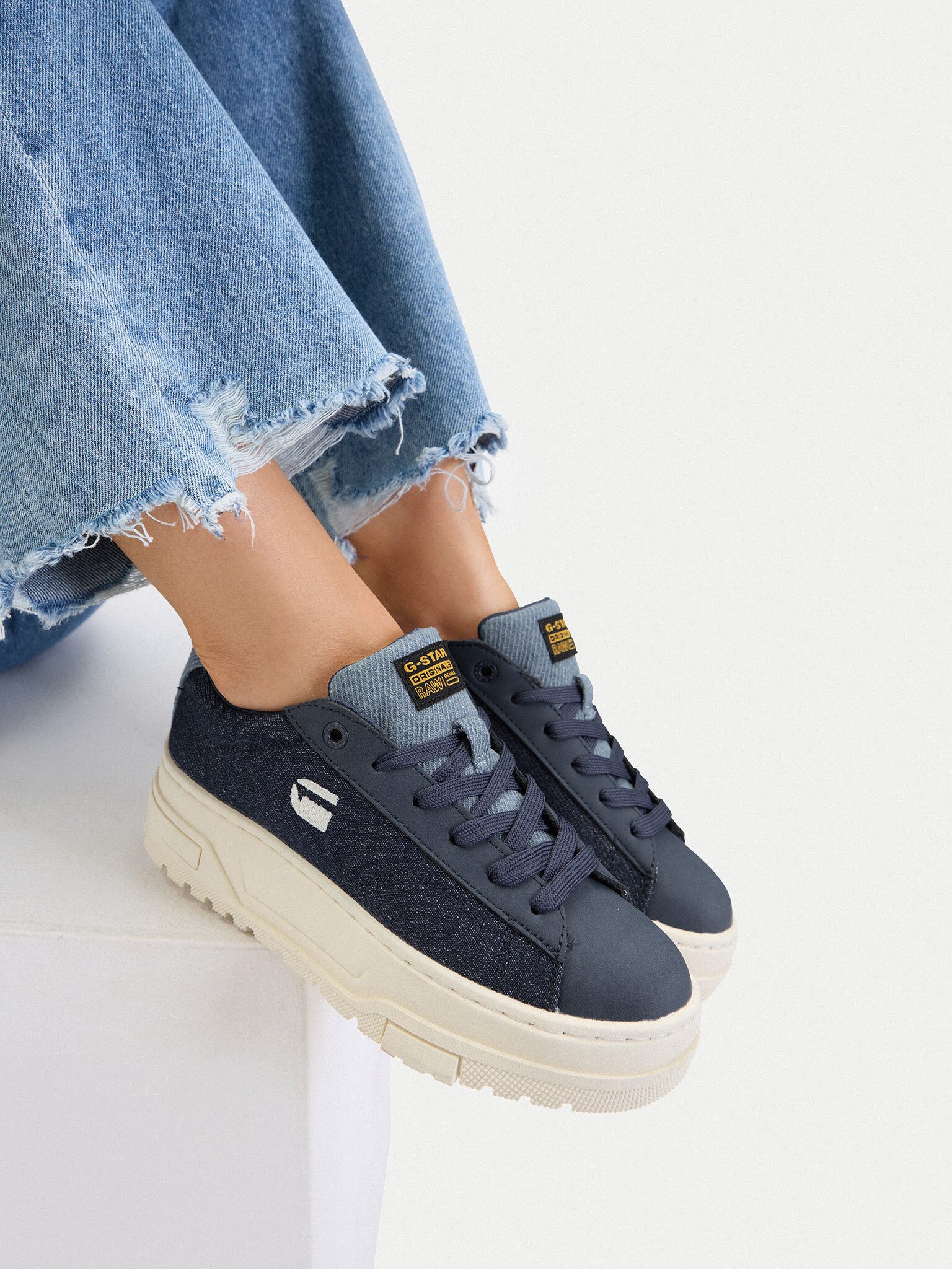 G-STAR G Star Raw Damen-Sneakers Blau G-STAR RAW-CEO-COLS Denim Dunkel Sneaker