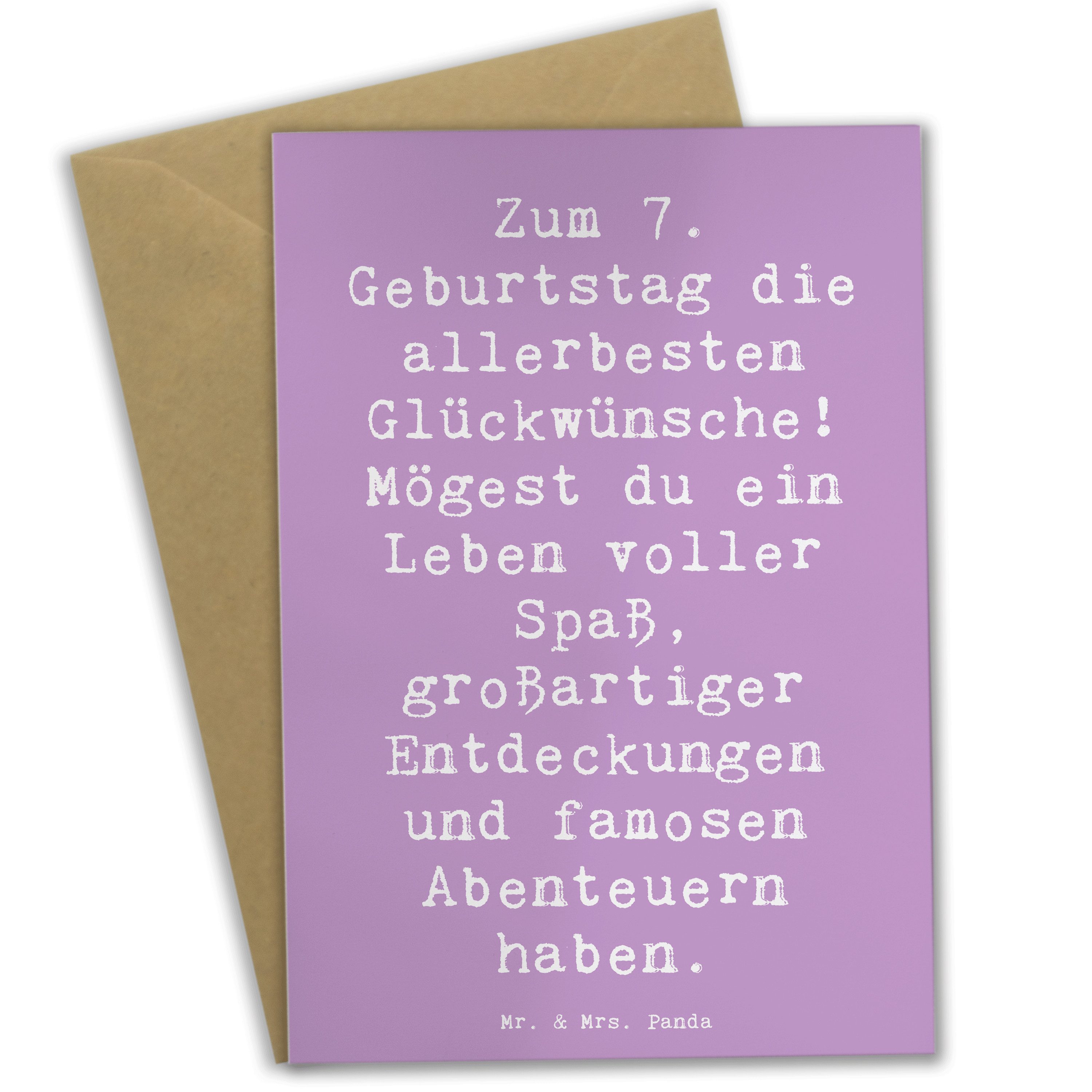 Grußkarte Spruch 7. Geburtstag - Lavendeltraum - Geschenk, zum 7. Geburtstag, f