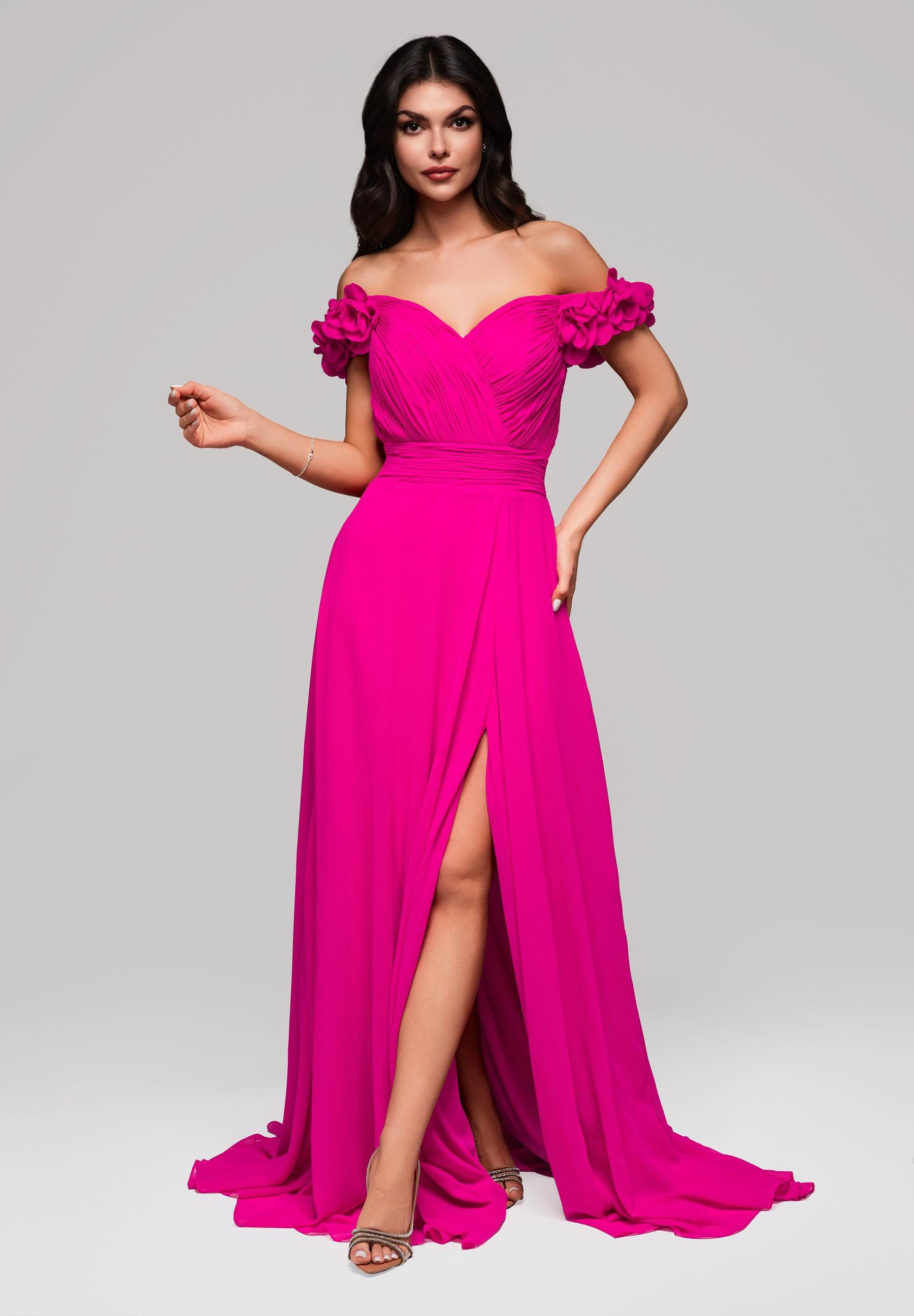 OMBRE Abendkleid Elegantes Off-Shoulder-Abendkleid mit Blumenärmeln günstig online kaufen