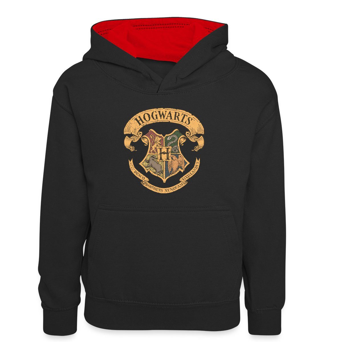 Spreadshirt Hoodie Harry Potter Hogwarts Wappen Kinder Kontrast-Hoodie (1-tlg)