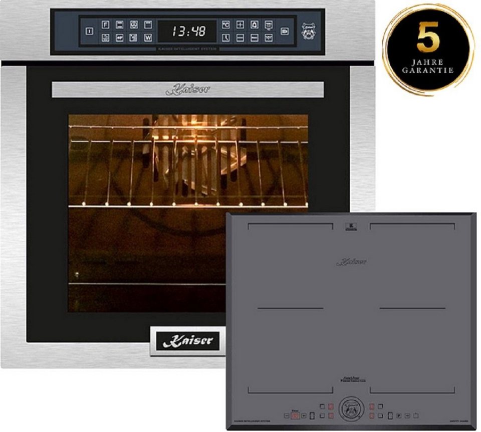 Kaiser Küchengeräte Induktions Herd-Set EH 6306 R + KCT 6730 FIG+5 Jahre  Garantie, Einbaubackofen,Edelstahl,79L 15 Fkt. +Induktionskochfeld 60 cm