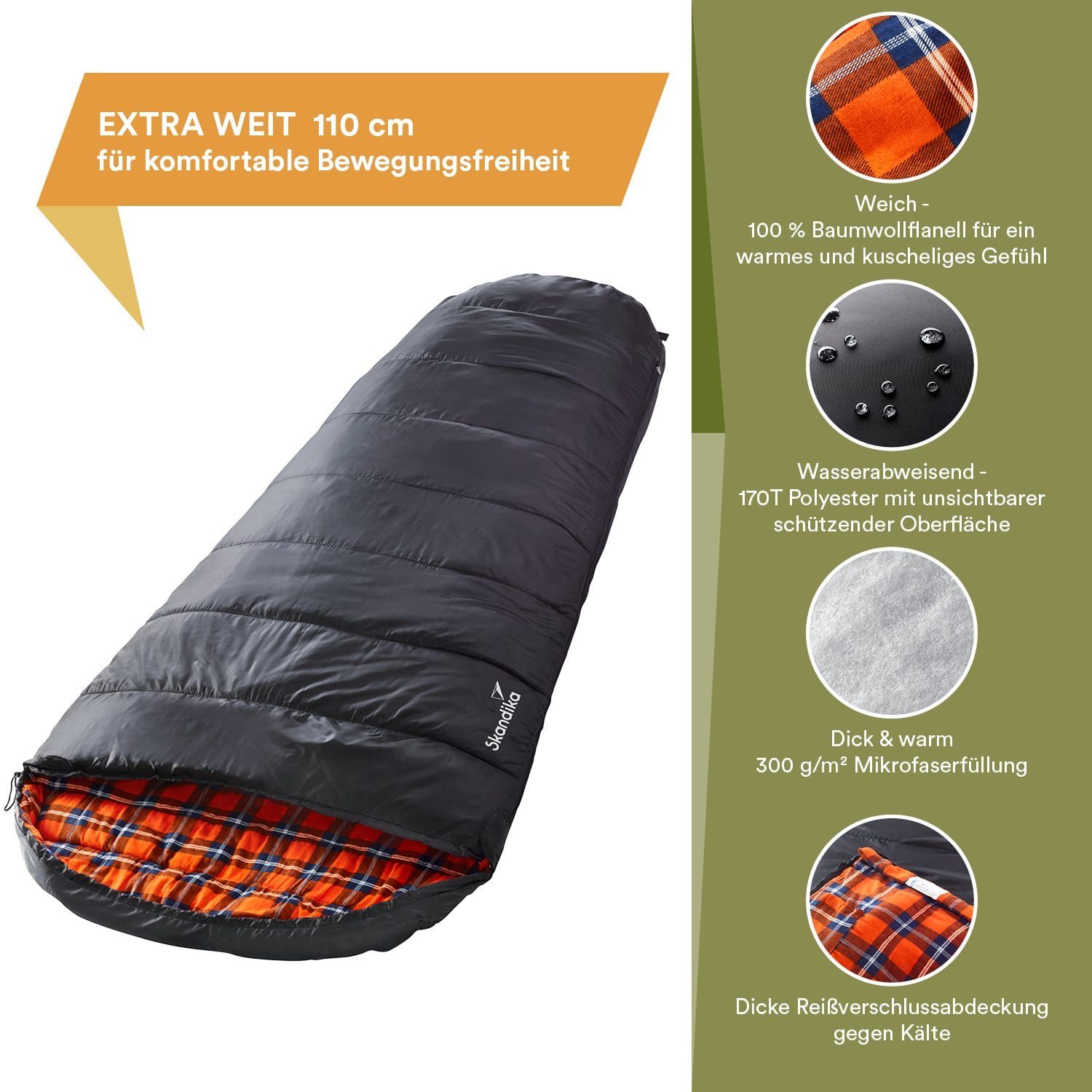 Skandika Mumienschlafsack, breit, groß, Camping, koppelbar, günstig online kaufen