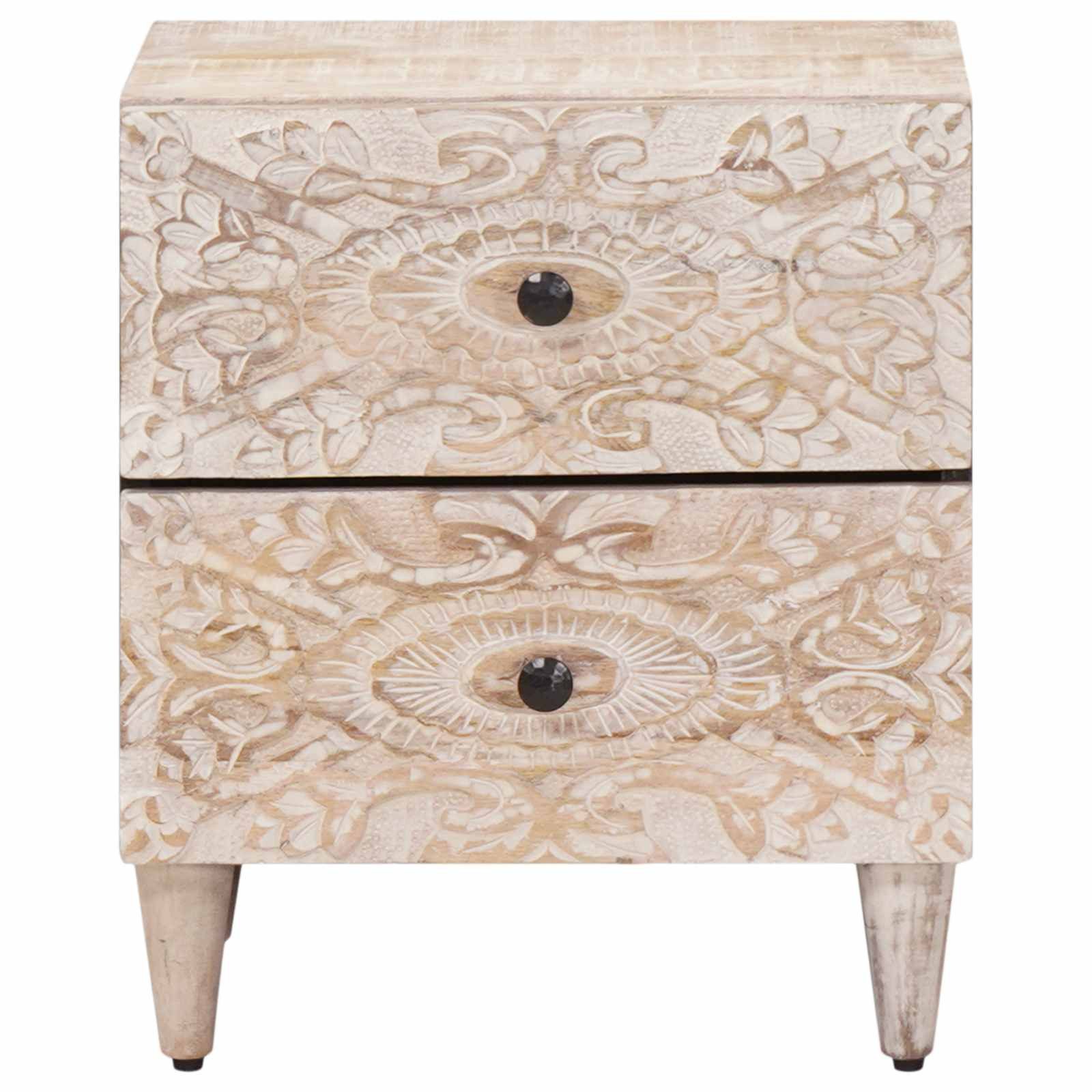 vidaXL Nachttisch Nachttisch Weiß 40 x 33,5 x 46 cm Massivholz (1-St)