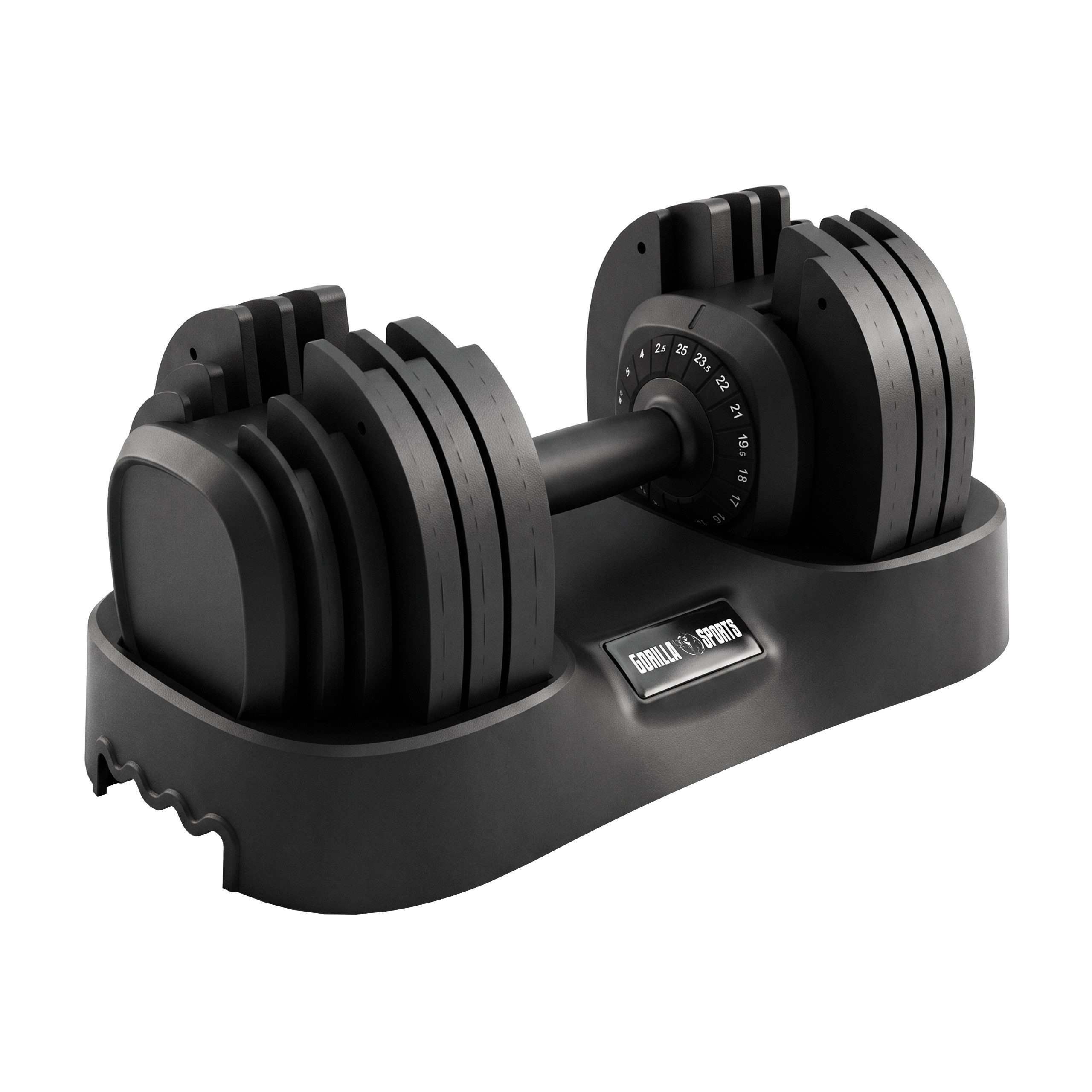 GORILLA SPORTS Dumbbell Gorilla Sports Kurzhantel verstellbar 2,5 bis 25 kg inkl. Ablage