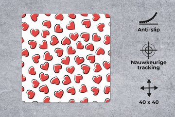 MuchoWow Gaming Mauspad Valentinstag - Herz - Muster (1-St), Mousepad mit Rutschfester Unterseite, Gaming, 40x40 cm, XXL, Großes