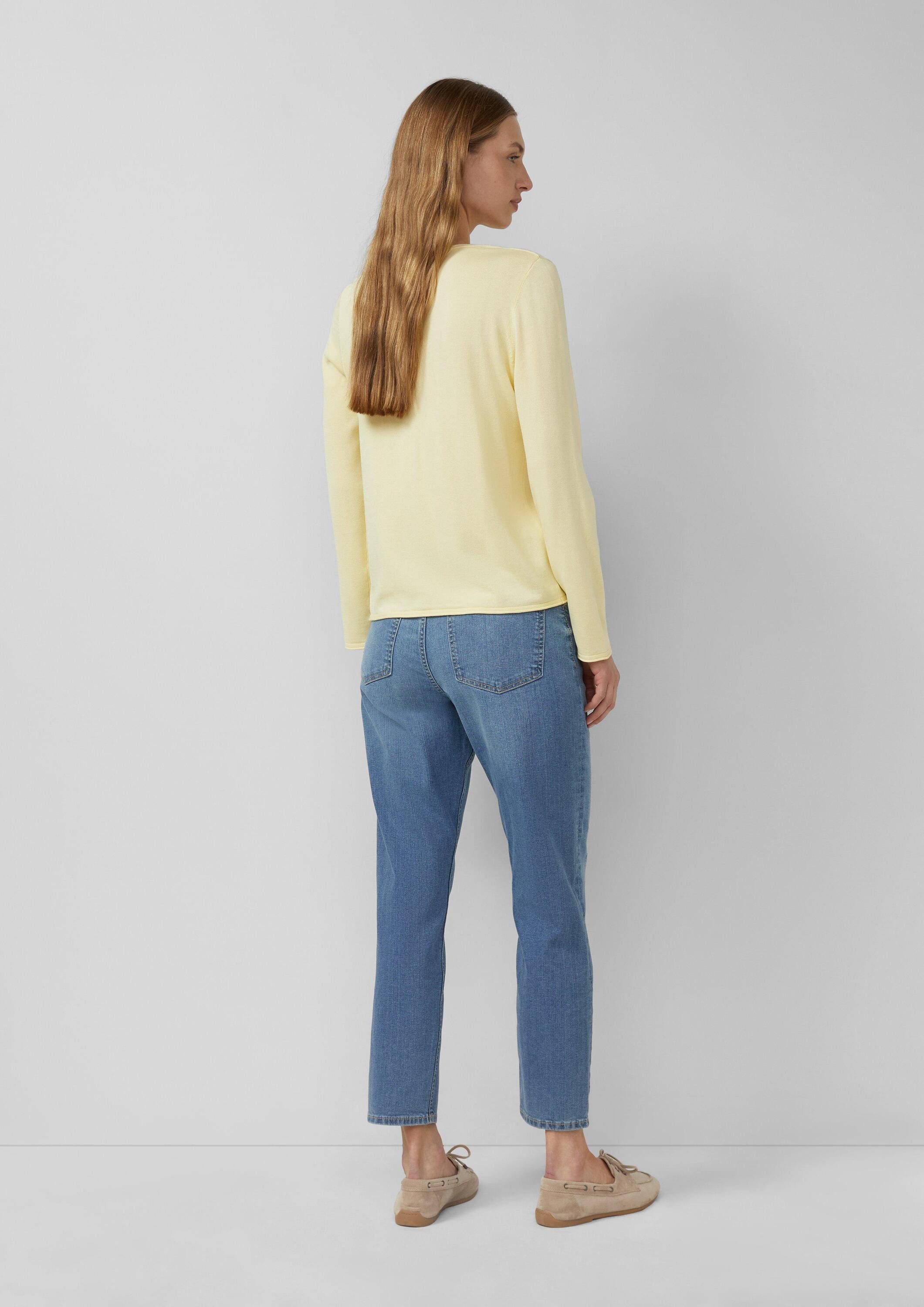 s.Oliver Longpullover Strickpullover Weicher Feinstrickpullover mit Rollkante