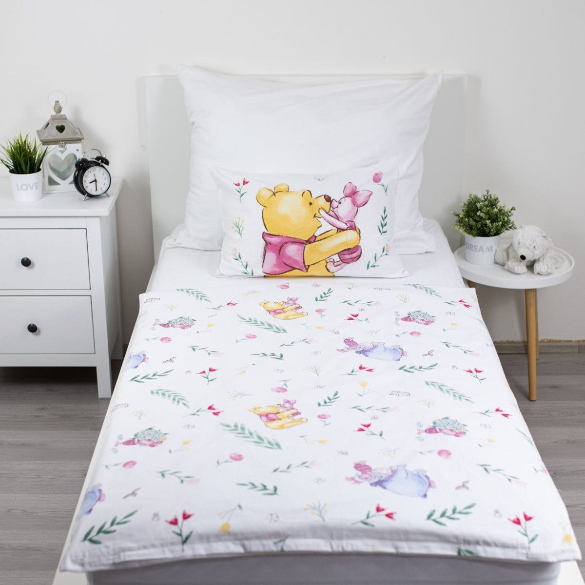 Disney Winnie Puuh Babybettwäsche Set 100 x 135 cm Baumwolle mit Reißverschluss, Baumwolle