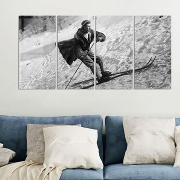 DEQORI Glasbild 'Casanova auf Skiern', 'Casanova auf Skiern', Glas Wandbild Bild schwebend modern