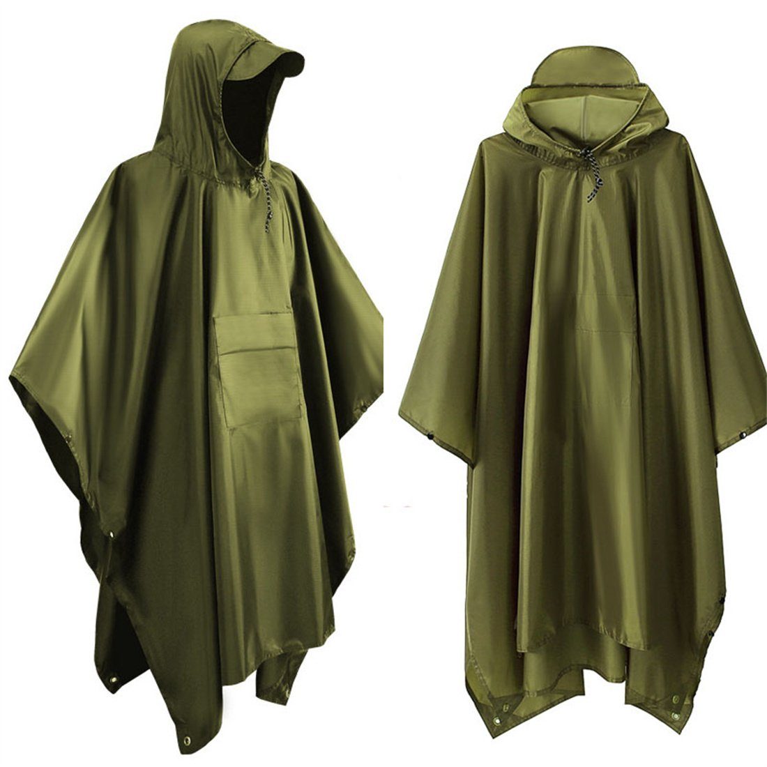 DÖRÖY Regenponcho Tragbarer Umhang Mackintosh, multifunktionaler Regenponcho mit Kapuze grün