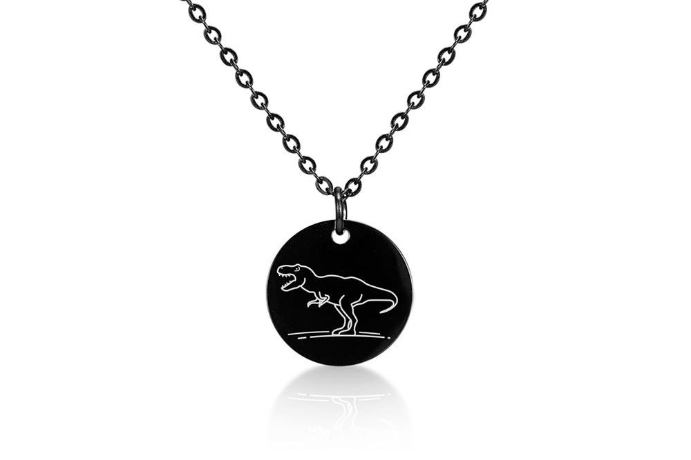 Silberkettenstore Edelstahlkette Halskette mit Anhänger T-Rex - Edelstahl, black, Länge 40cm