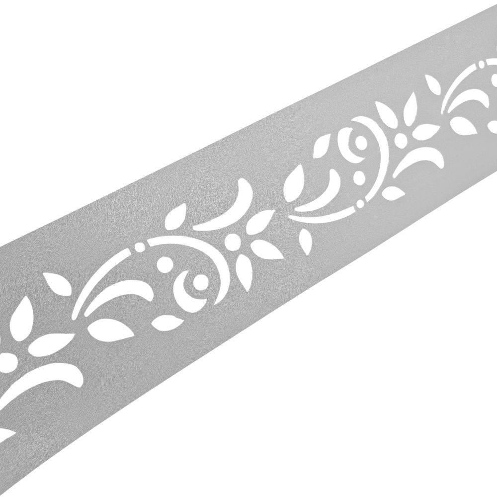 zaunzu Sichtschutzstreifen PREMIUM Dekor Floral1 Sichtschutz Lichtgrau 2,55m, (1x Einzelstreifen, Lasermuster für Deinen Doppelstabmattenzaun Laserstreifen), 5 Jahre garantierte Farbechtheit, UV-beständig