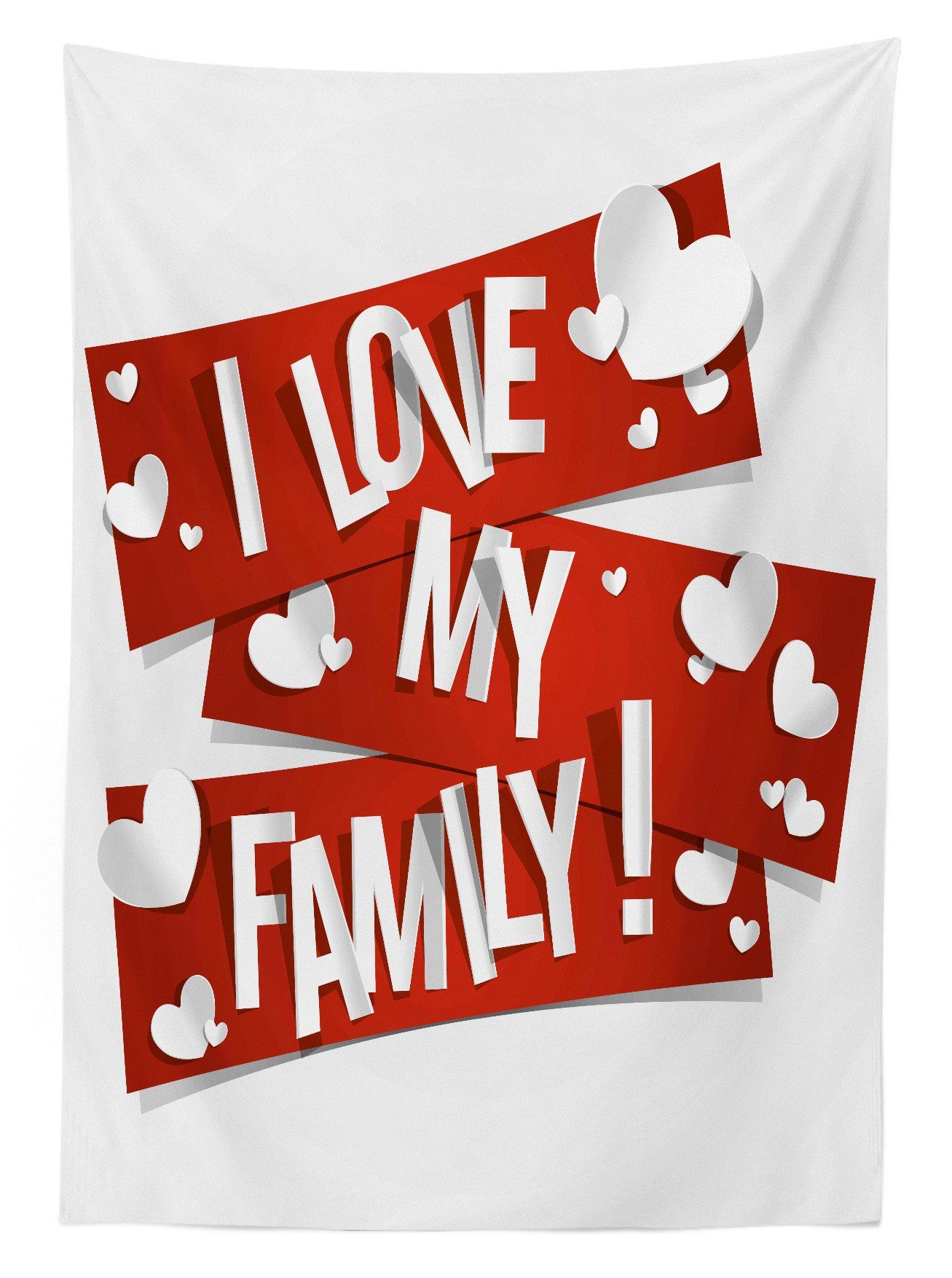 Bereich Familie Liebe Klare Abakuhaus Herz geeignet Waschbar den weiß Farben, Tischdecke Für Rot Farbfest Außen und