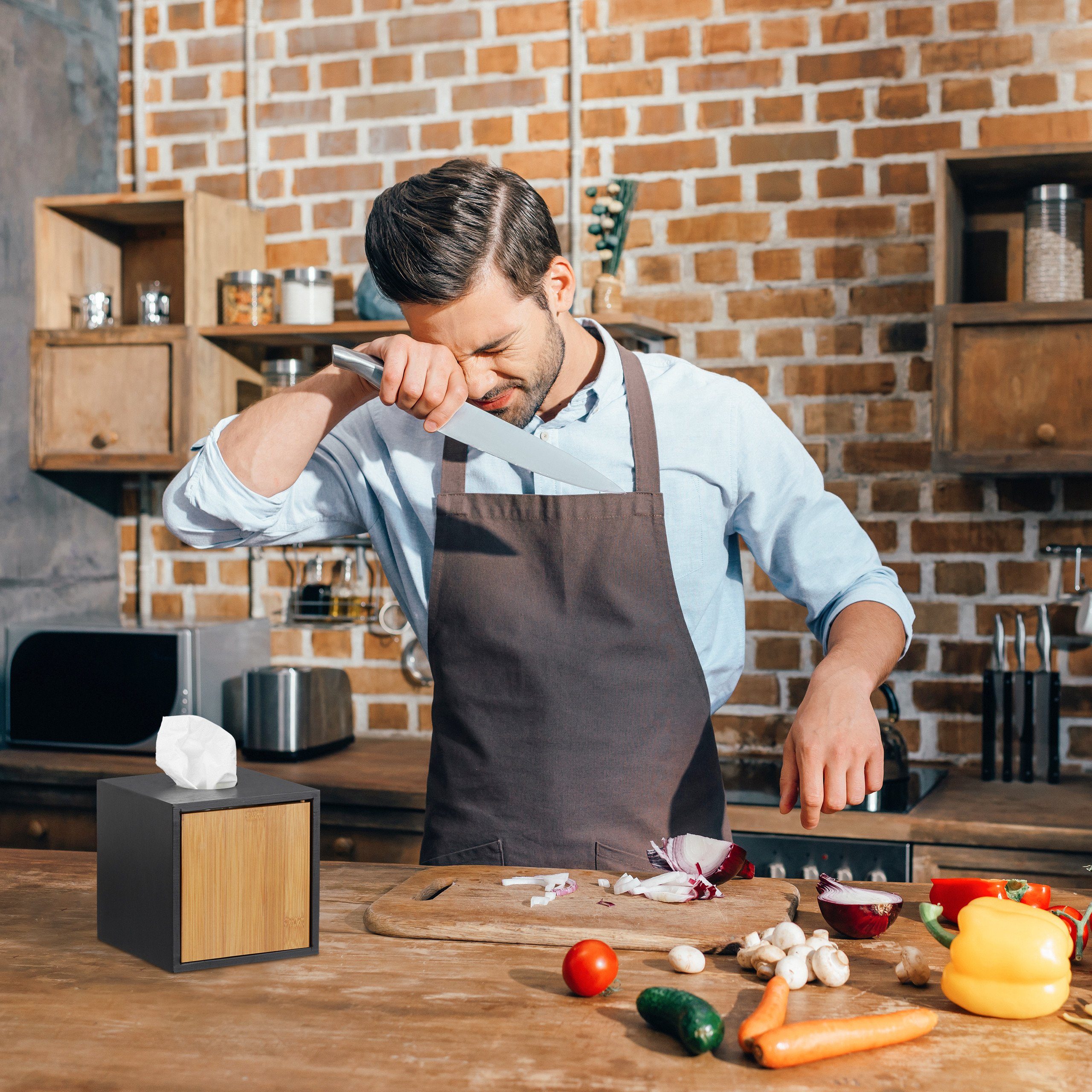 relaxdays Kosmetikbox Kosmetiktücherbox schwarz günstig online kaufen