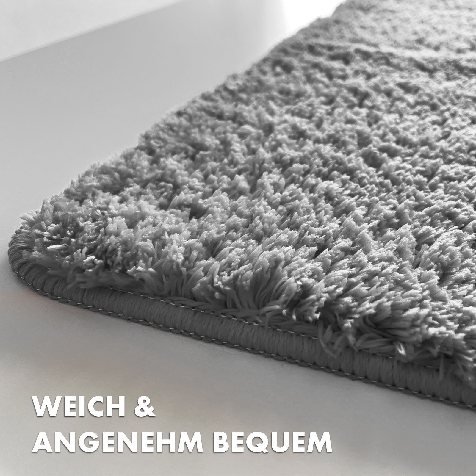 Floordirekt Badematte Sky Extra weich & saugstark, Fußbodenheizung geeignet, Hochflor, Höhe 30 mm, Rutschhemmende Rückseite, Waschmaschinen & Trockner geeignet, Polyester, Rechteckig, ohne Ausfransen dank gekettelten Rändern, Trittschalldämmend