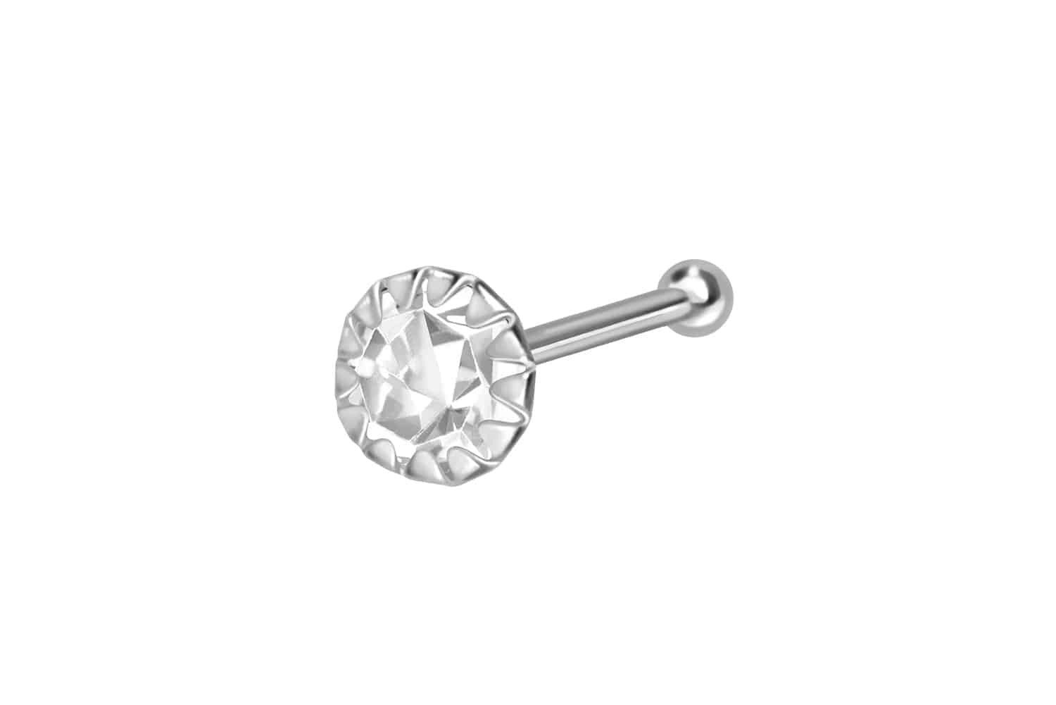 PIERCINGLINE Nasenpiercing 925er Silber Nasenstecker Pin EINGEFASSTER KRIST günstig online kaufen
