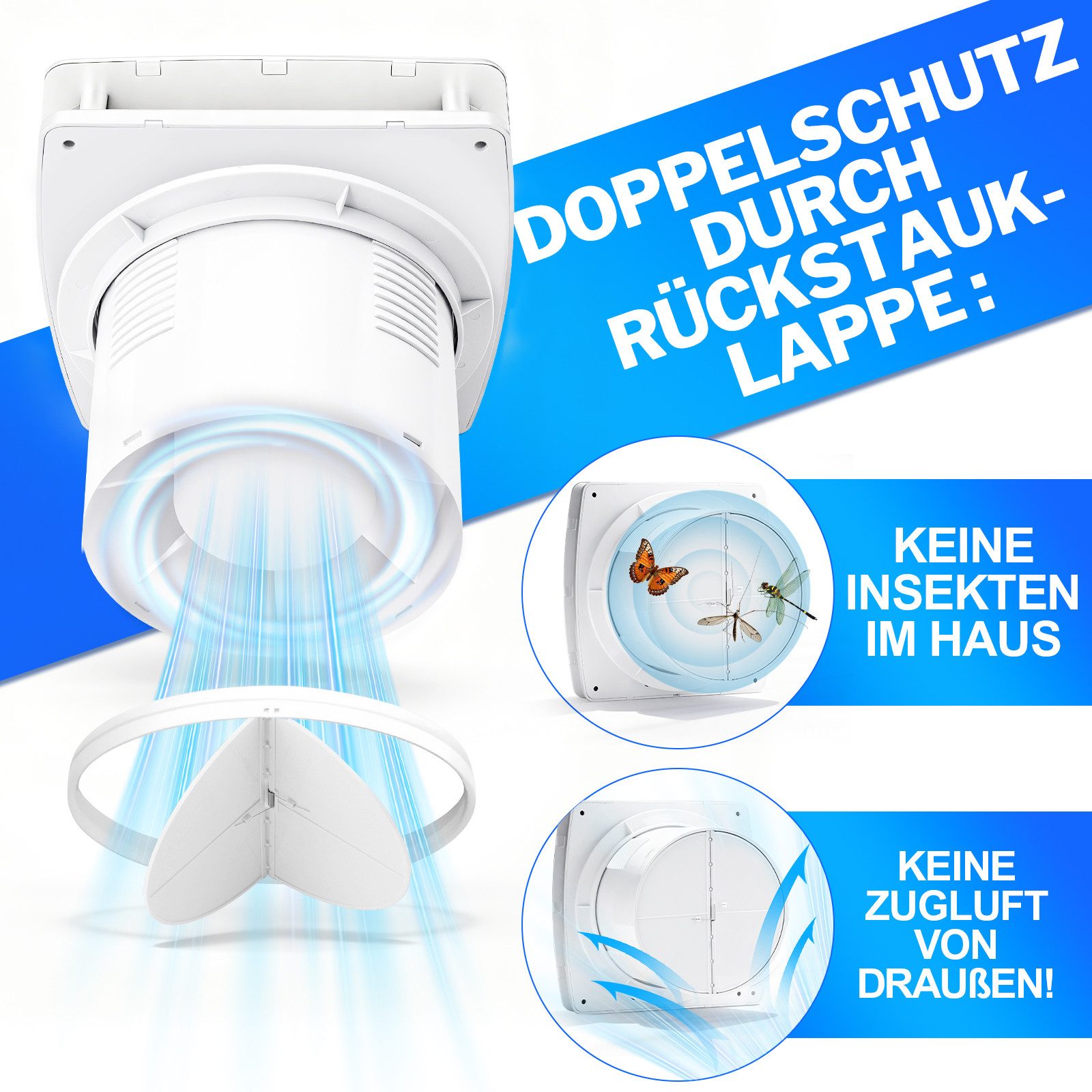 XERSEK Badlüfter 6" Wandventilator Leiser Abluftventilator mit Feuchtesenso günstig online kaufen