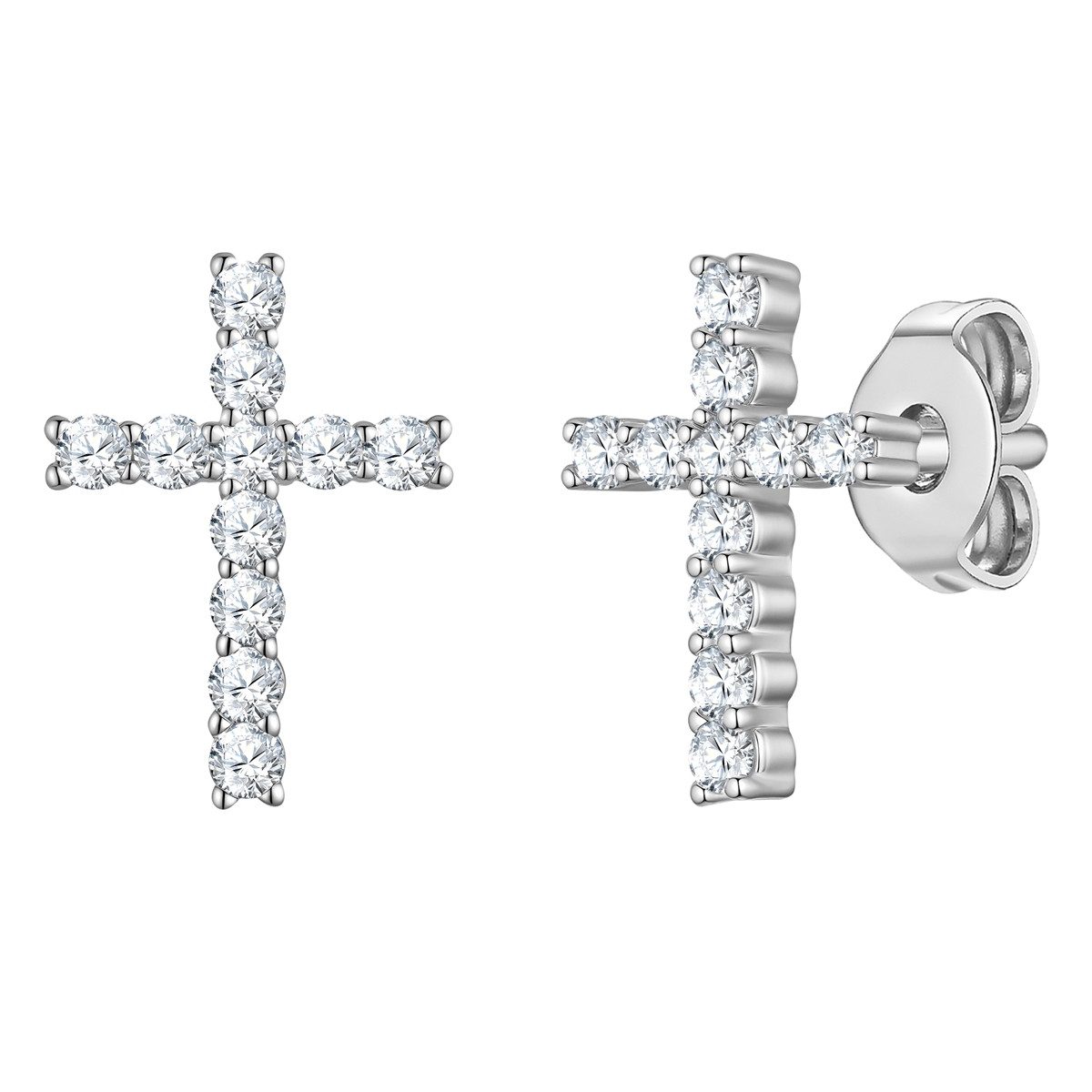 Paar Ohrstecker Kreuz silber