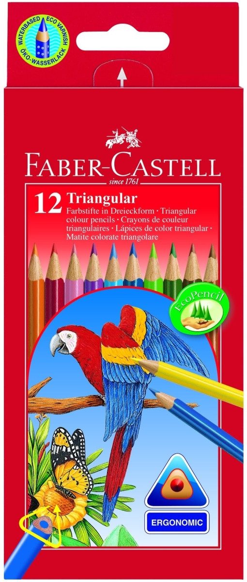 Faber-Castell Buntstift Farbstift Dreikant 12 Farbstifte sortiert im Kartonetui