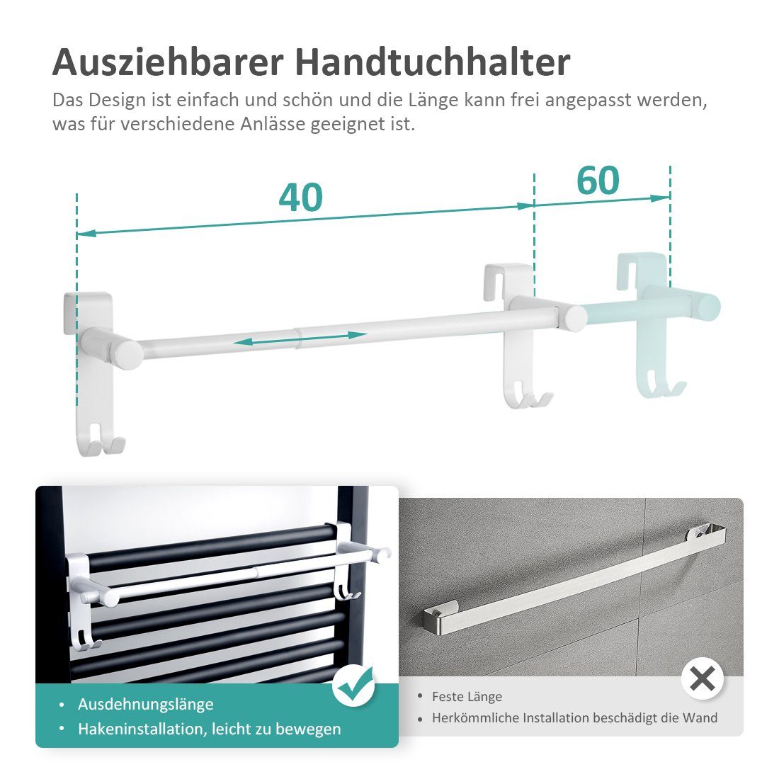 EMKE Handtuchhalter EMKE Handtuchhalter Ausziehbarer Edelstahl günstig online kaufen