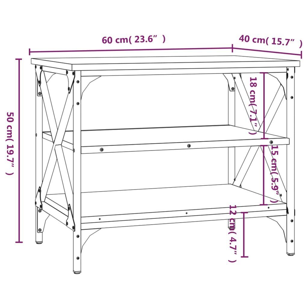 cm | Grau Sonoma 60x40x50 vidaXL Sonoma Sonoma Beistelltisch Holzwerkstoff (1-St) Grau TV-Schrank Grau