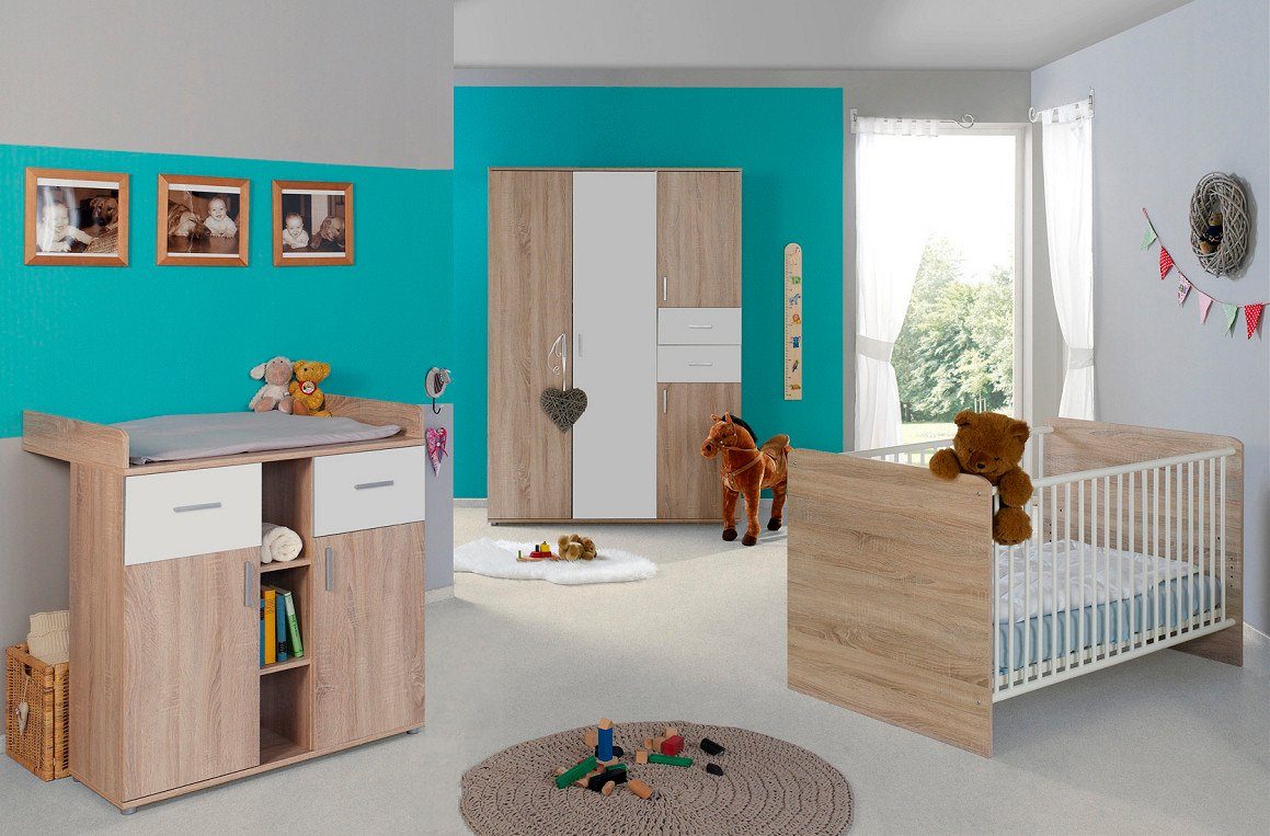 BMG Möbel Babyzimmer-Komplettset Maxim, (Set, 3-St., Bett + Wickelkommode +  4-trg. Schrank), Bett + Wickelkommode + 4-trg. Schrank | Komplett-Babyzimmer