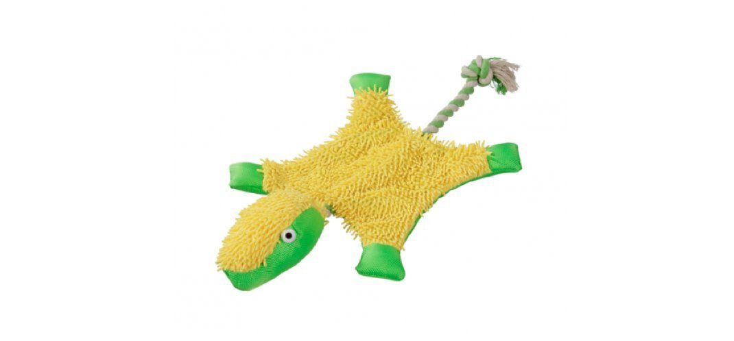 Zerrspielzeug Hundespielzeug Plüsch Echse mit Kordel 46 x 24cm