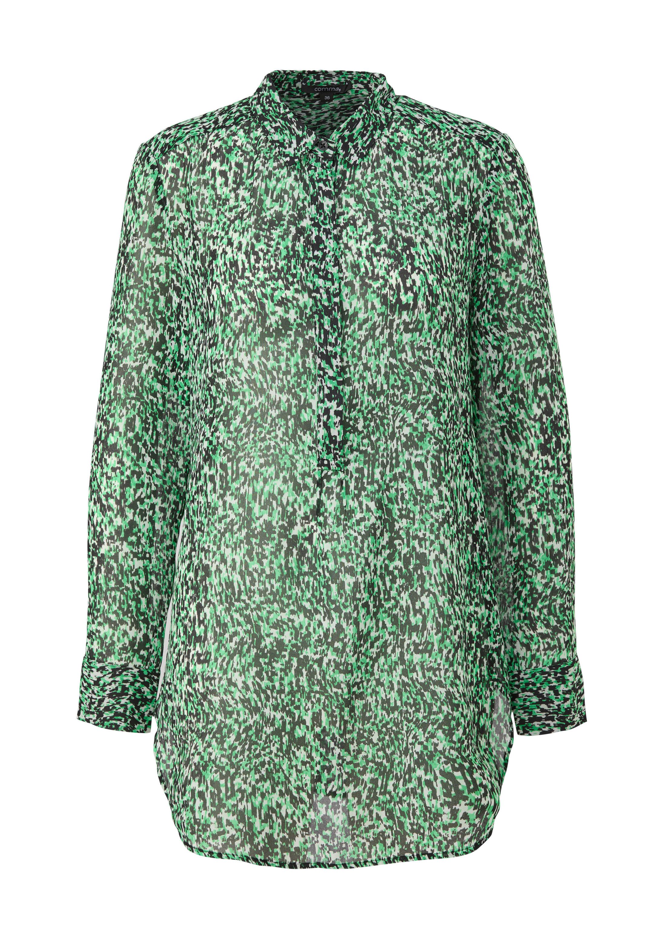 comma Langarmbluse Bluse Longbluse aus Chiffon