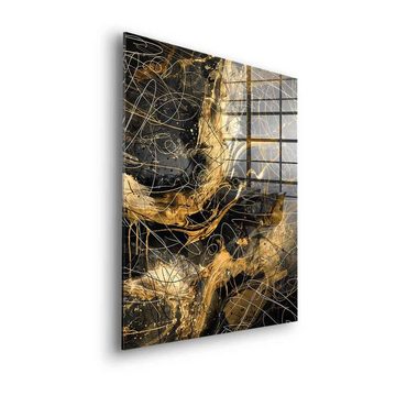 DOTCOMCANVAS® Acrylglasbild Black Power - Acrylglas, Acrylglasbild Abstrakte Kunst moderne Kunst hochkant gold schwarz