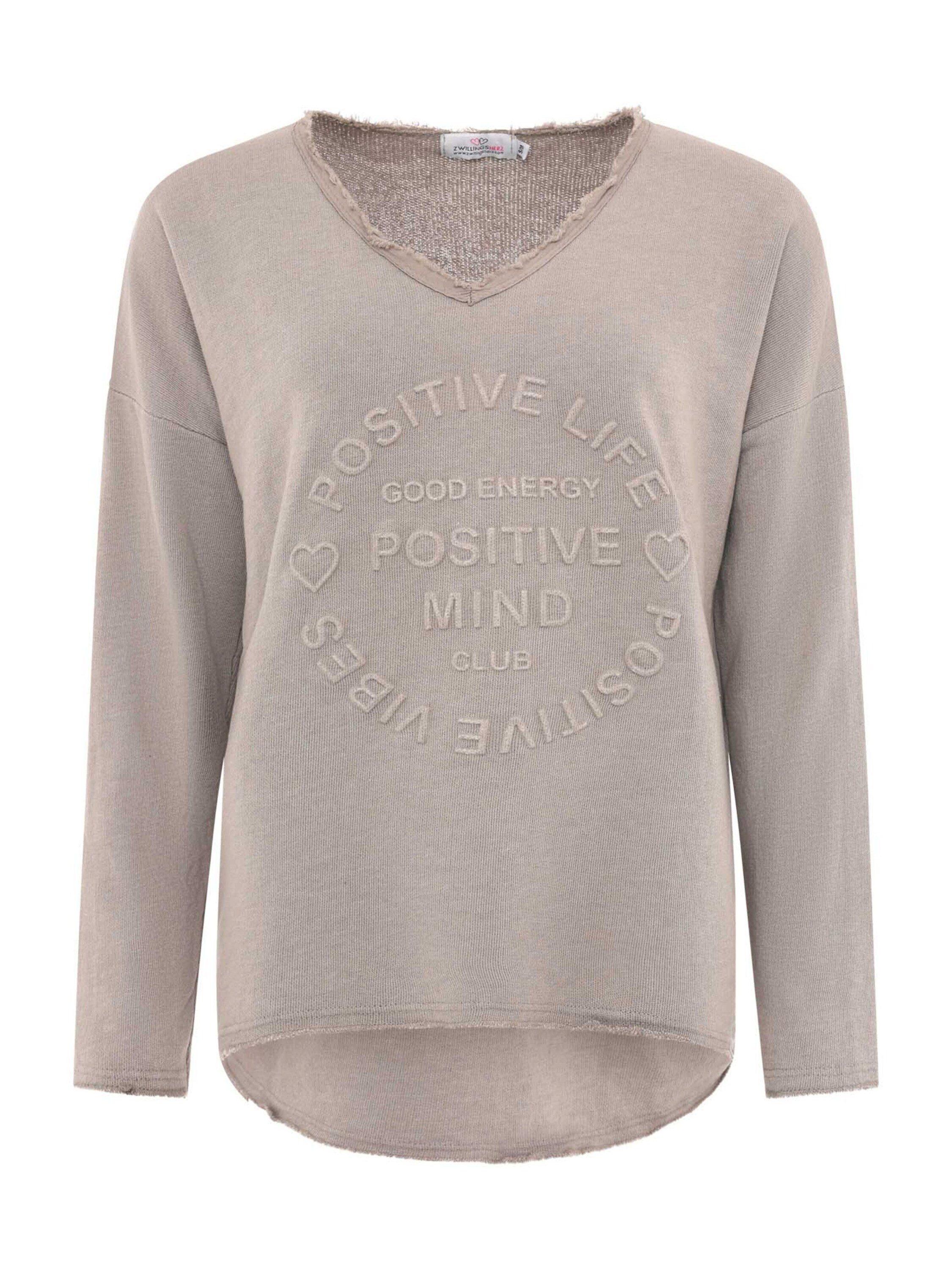 Zwillingsherz Sweatshirt Positive Mind (1-tlg) Fransen günstig online kaufen