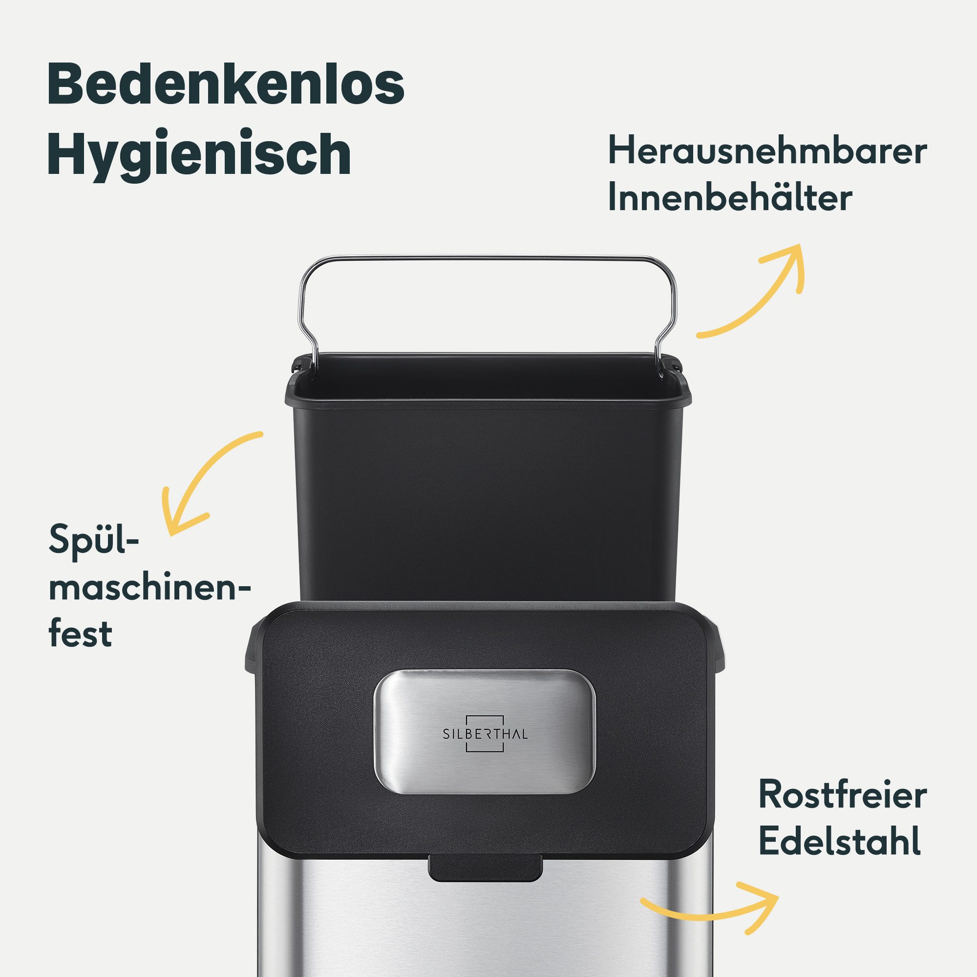 SILBERTHAL Biomülleimer klein Edelstahl 4 Liter für die Küche, zum Einhängen, Stellen oder Ankleben – Bild 3 von 5