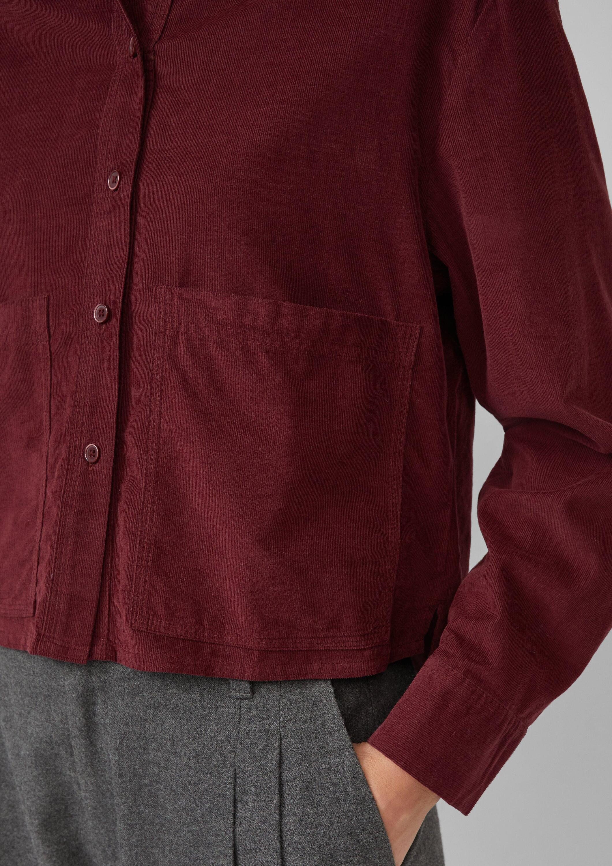 s.Oliver Hemdjacke Bluse Verkürzte Feincord-Bluse mit aufgesetzten Taschen – Bild 4 von 5