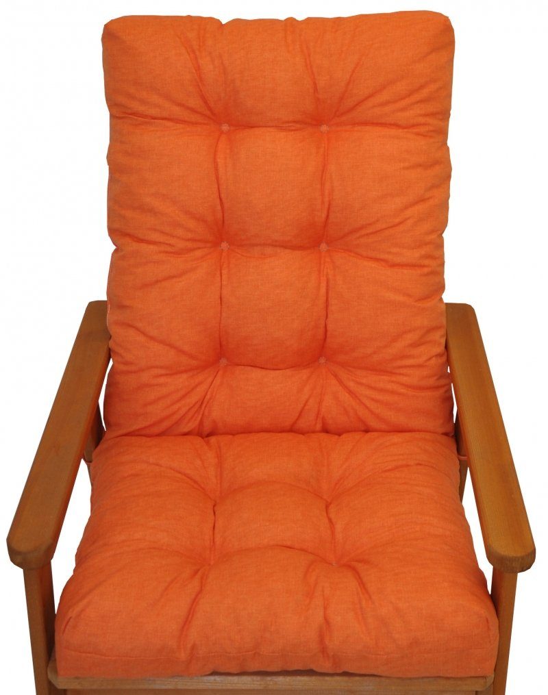 Rattani Hochlehnerauflage Polster für Gartenstuhl, Hochlehner Auflage Sylva 115 x 50 cm orange