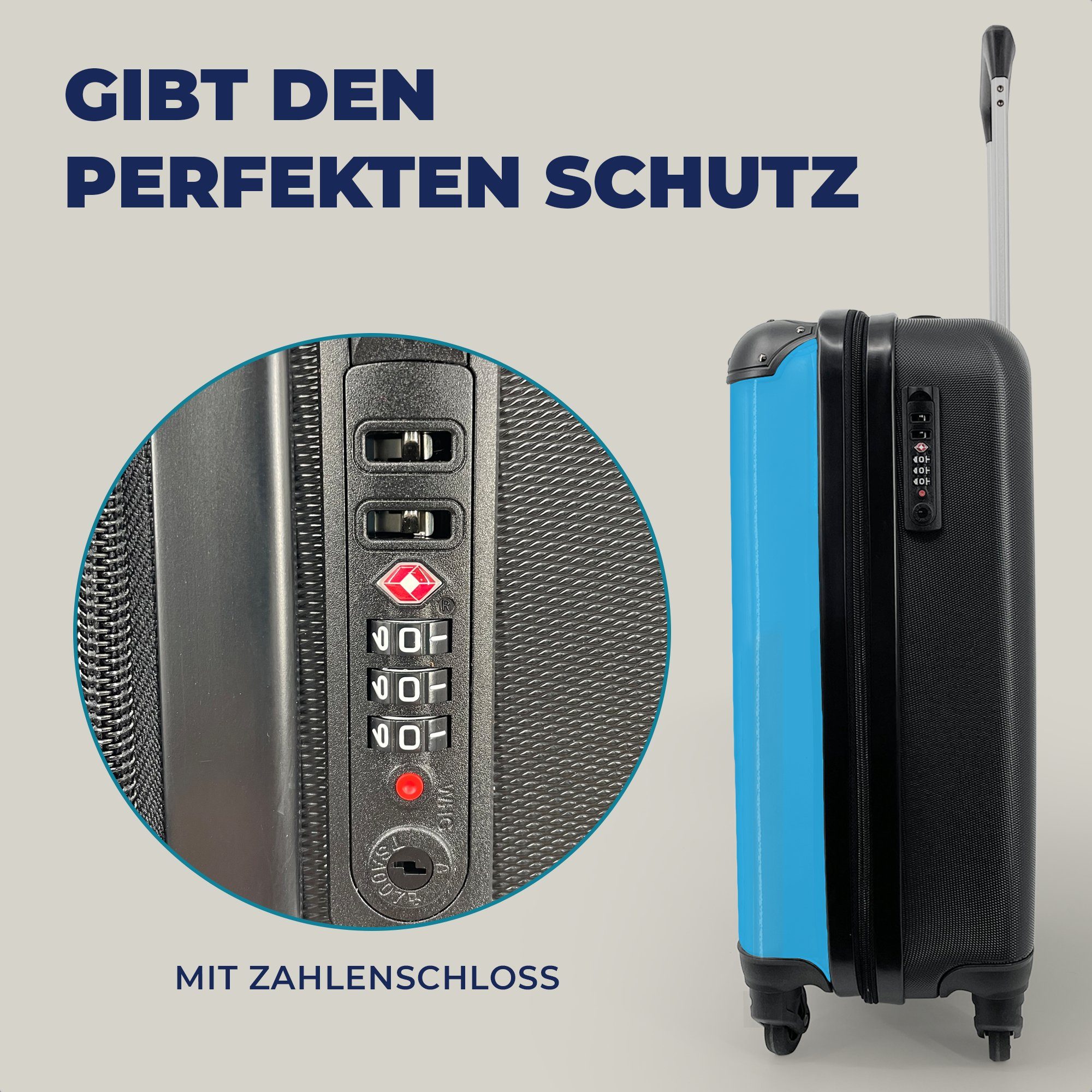 - Blau Reisetasche Handgepäckkoffer mit Licht Handgepäck Farben, für 4 Ferien, MuchoWow - rollen, Reisekoffer Trolley, Rollen,