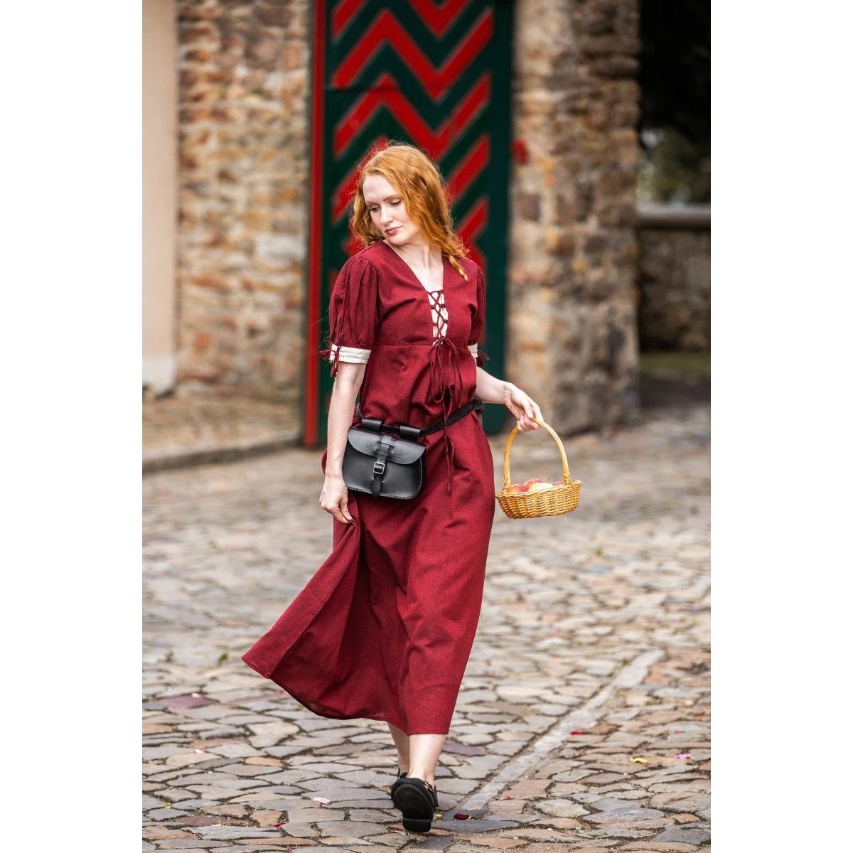 Leonardo Carbone Ritter-Kostüm Sommerkleid Rot/Natur "Denise"