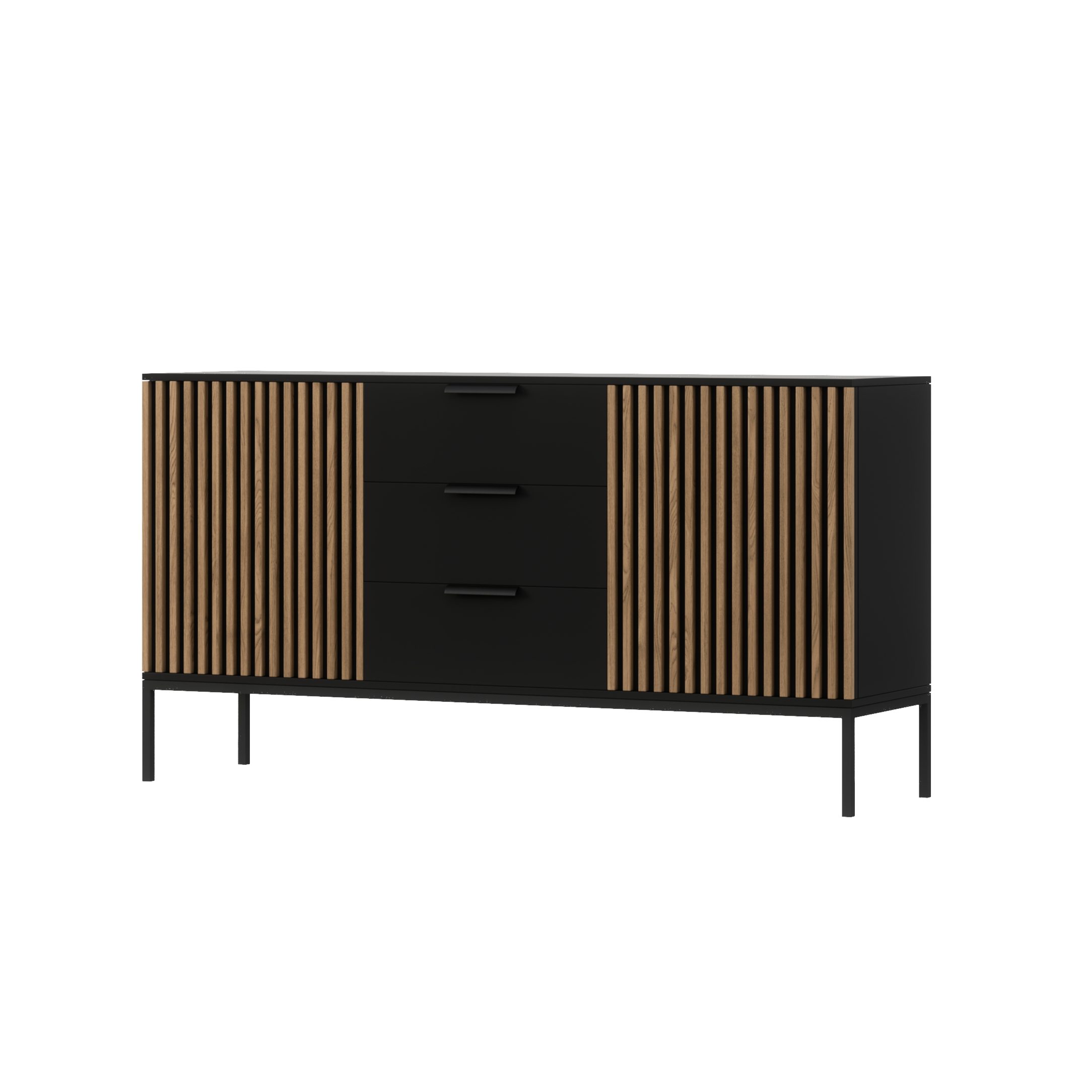 MOEBLO Kommode Meteor (Stilvolle Kommode in Artisan Eiche / Schwarz mit Schubladen, vielseitig als Highboard für Wohnzimmer & Schlafzimmer, artisan / schwarz mit Schubladen), (BxHxT):150x80x40 cm
