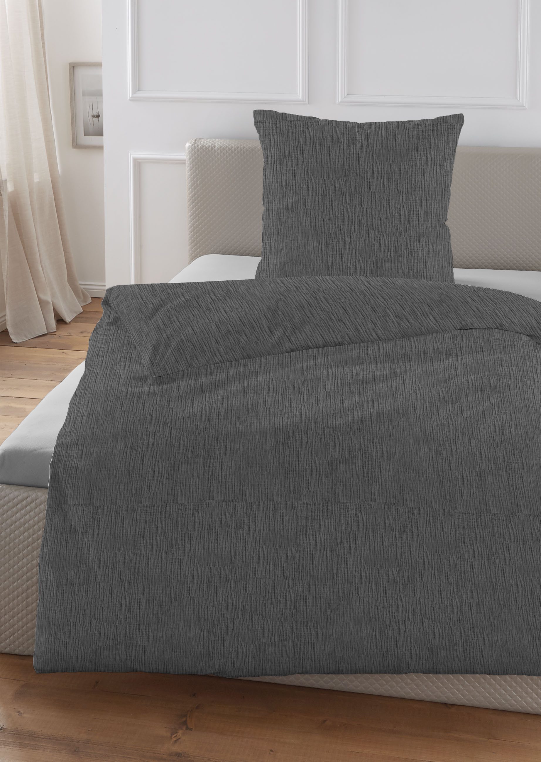 HECHTER PARIS Bettwäsche 0481309, Musselin, 2 teilig, gekreppte Optik + Struktur, weich, angenehmes Schlafklima, Sommer