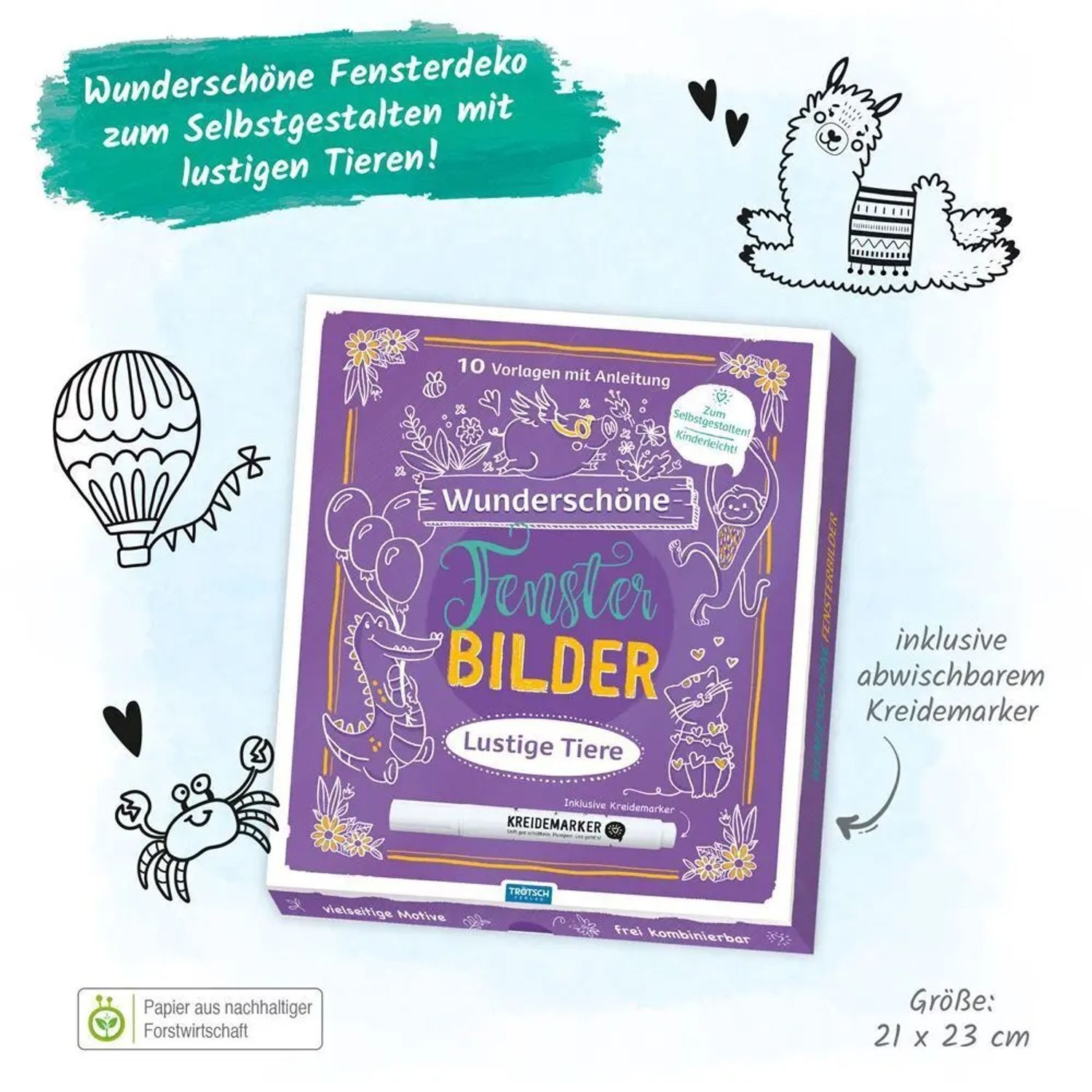 Trötsch Verlag Spiel Trötsch Wunderschöne Fensterbilder mit Kreidemarker Mappe mit...