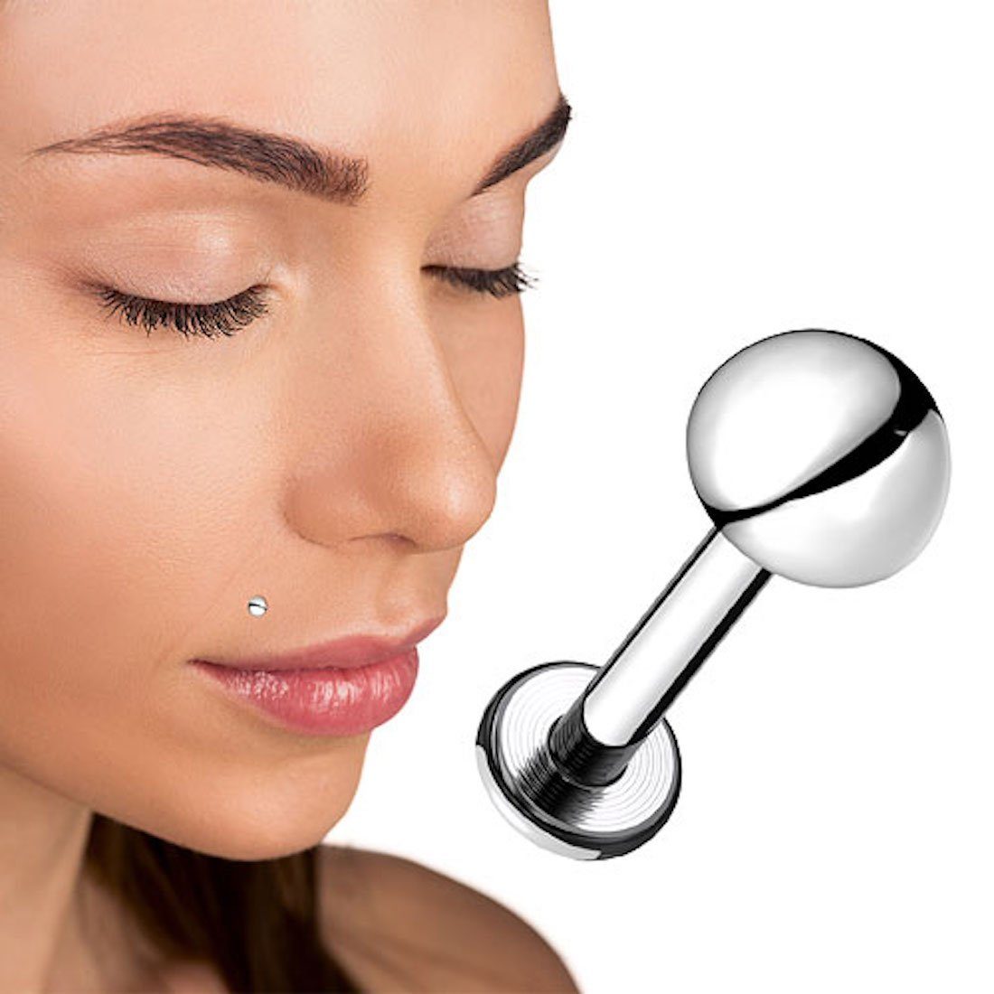 Piercing-Set Titan Tragus Labret Knorpel Kugel Innengewinde