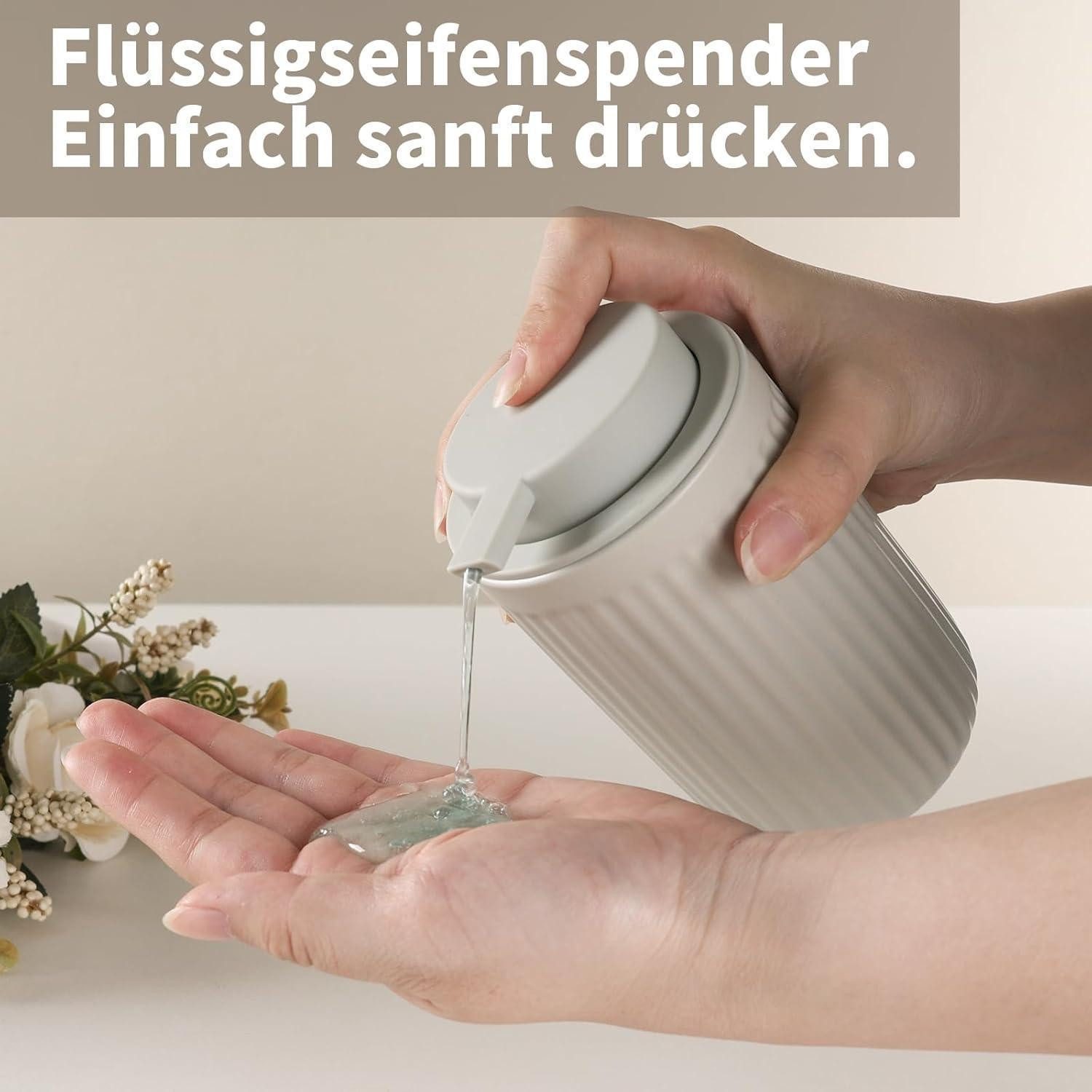 LuxusKollektion Seifenspender Seifenspender Keramik Streifen Grau 350ml