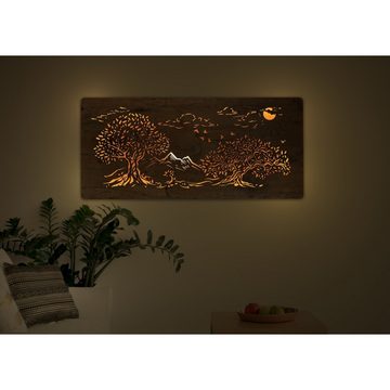 WohndesignPlus LED-Bild LED-Wandbild "Drei Eichen" 110cm x 50cm mit 230V, Natur, DIMMBAR! Viele Größen und verschiedene Dekore sind möglich.