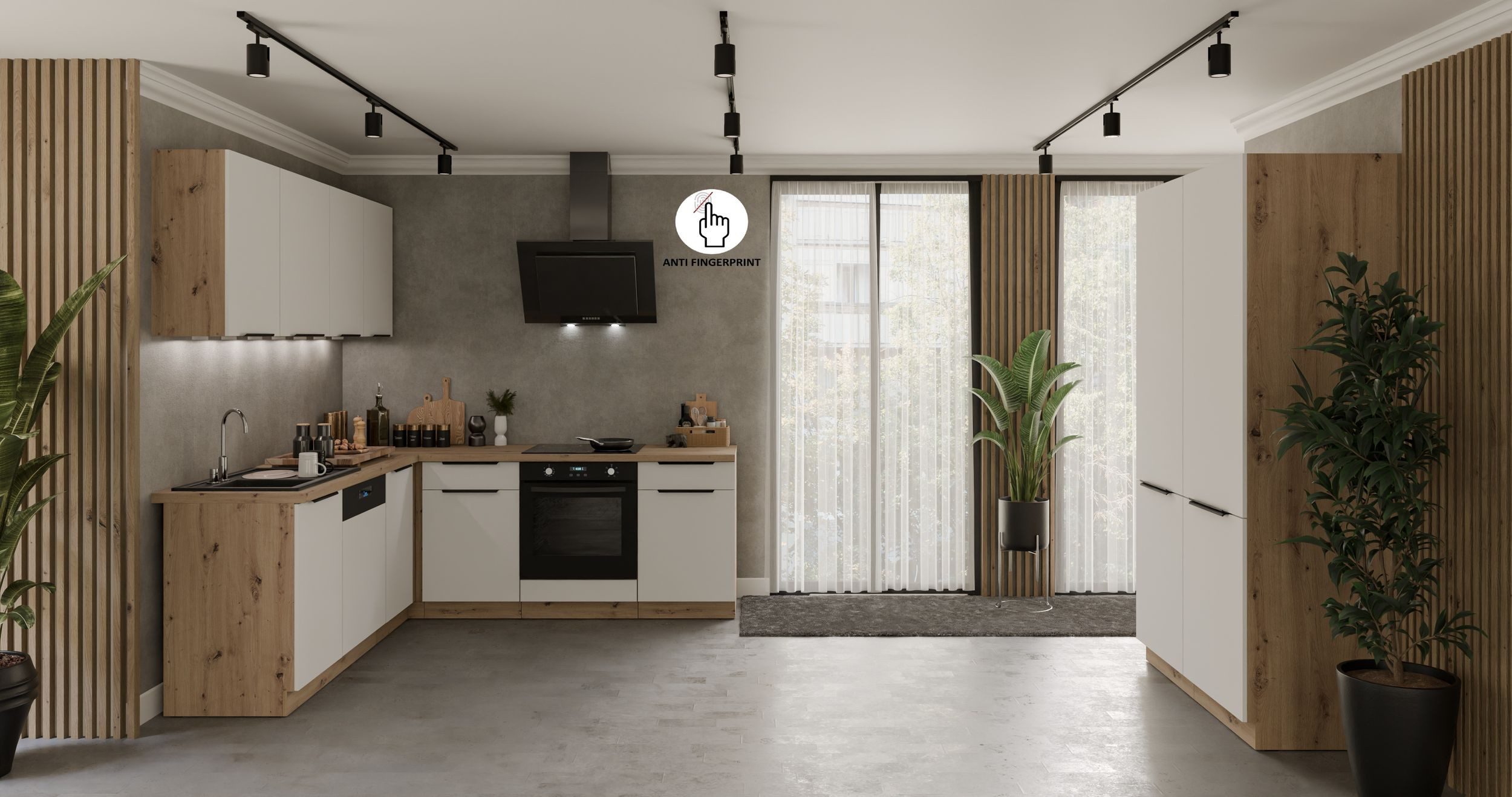 Winkelküche ARIA K-AR ECKE 1 Anti Fingerprint Küche Küchenzeile Eckküche