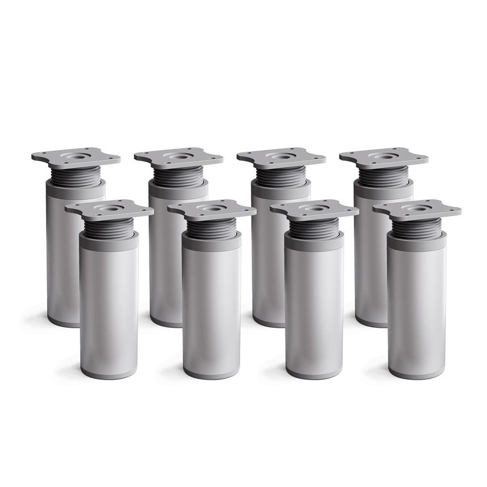 sossai® Möbelfuß Runde Schrankfüße, 4er & 8er Set, höhenverstellbar, (8-St), Design: Aluminium