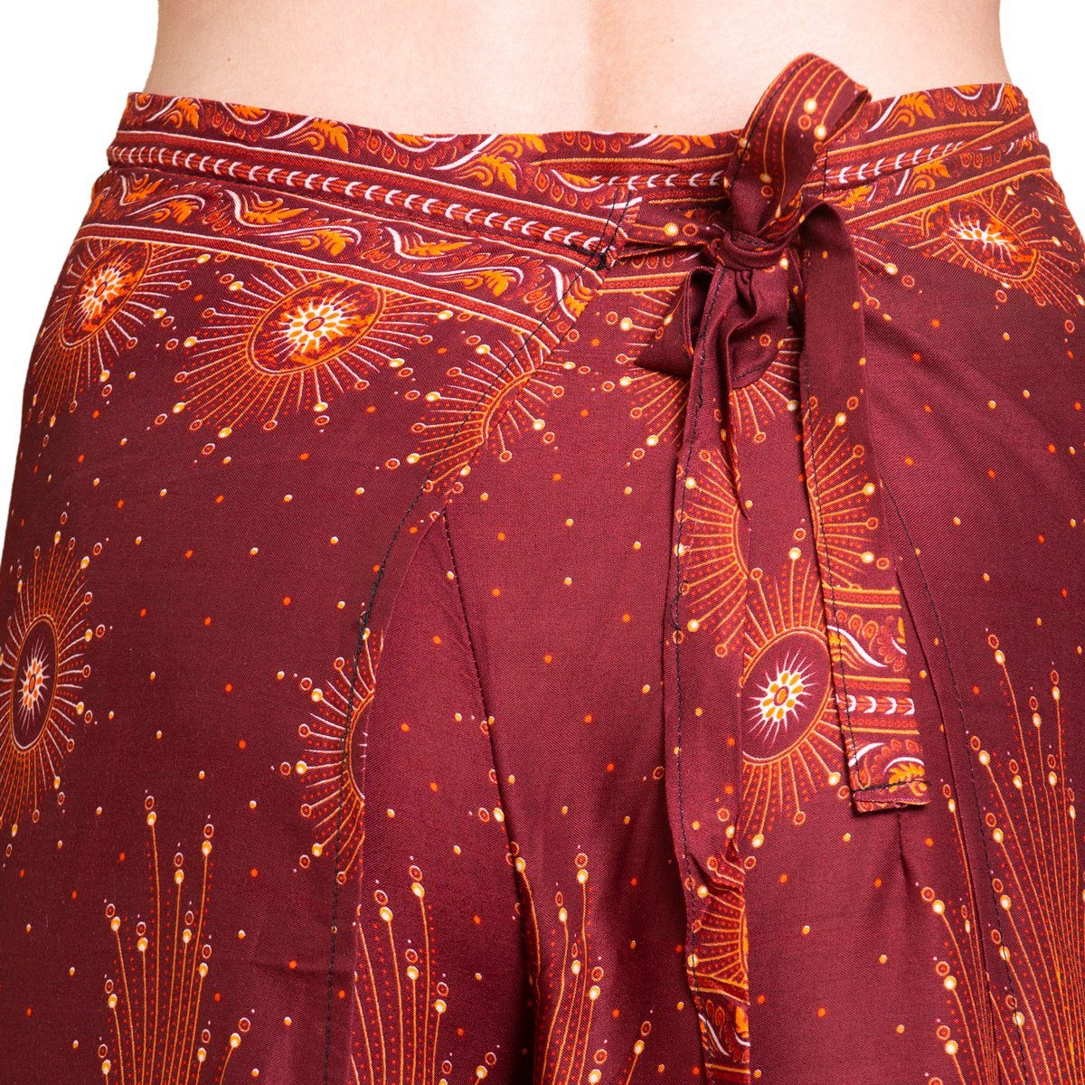 PANASIAM Palazzohose Sunshine Pants Wickelhose aus natürlicher Viskose Palazzohose im Peacock Design langer Boho Hosenrock Haremshose Pareo Hose