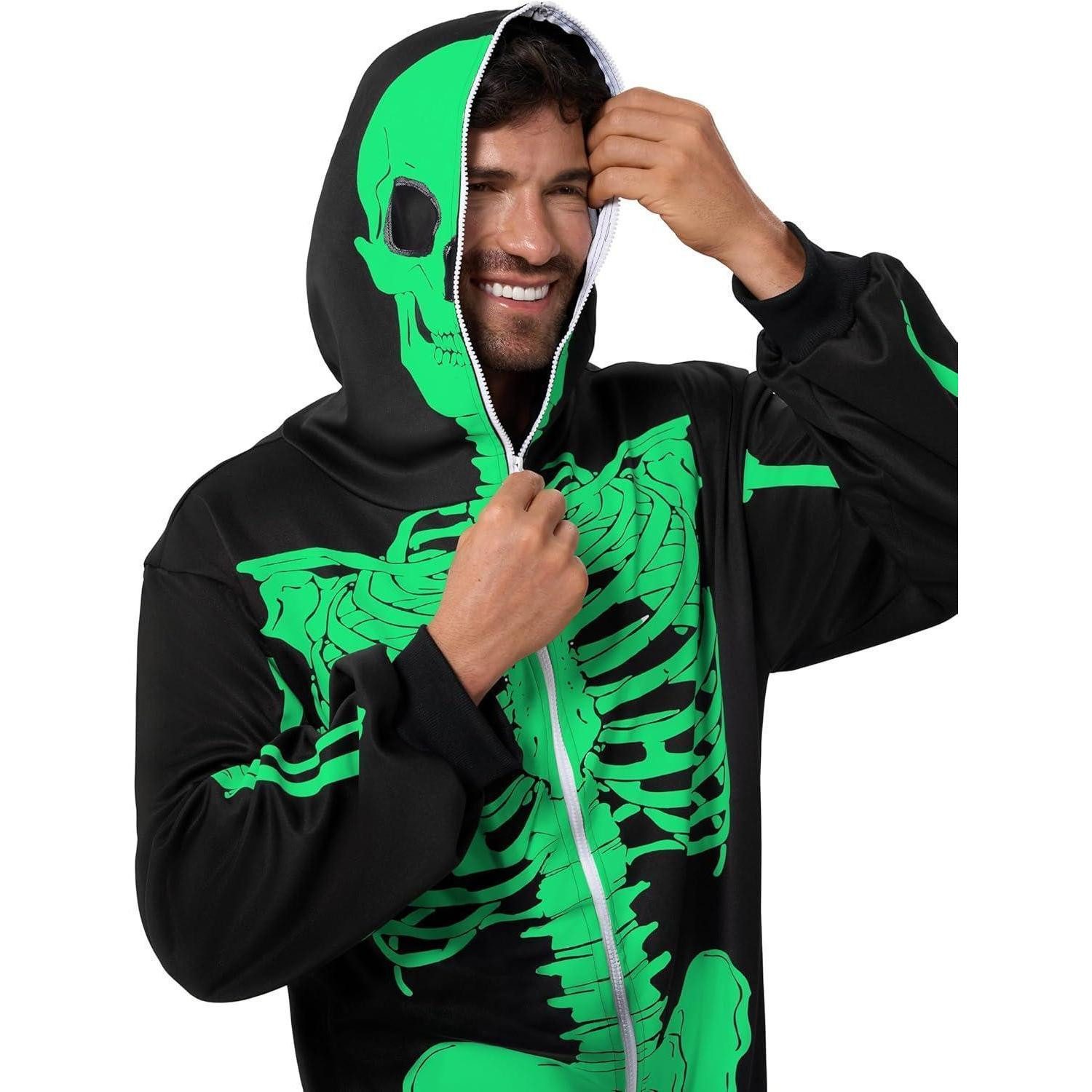 LuxusKollektion Partyanzug Skelett-Overall Herren, Einteiler im Dunkeln leuchtend, Halloween