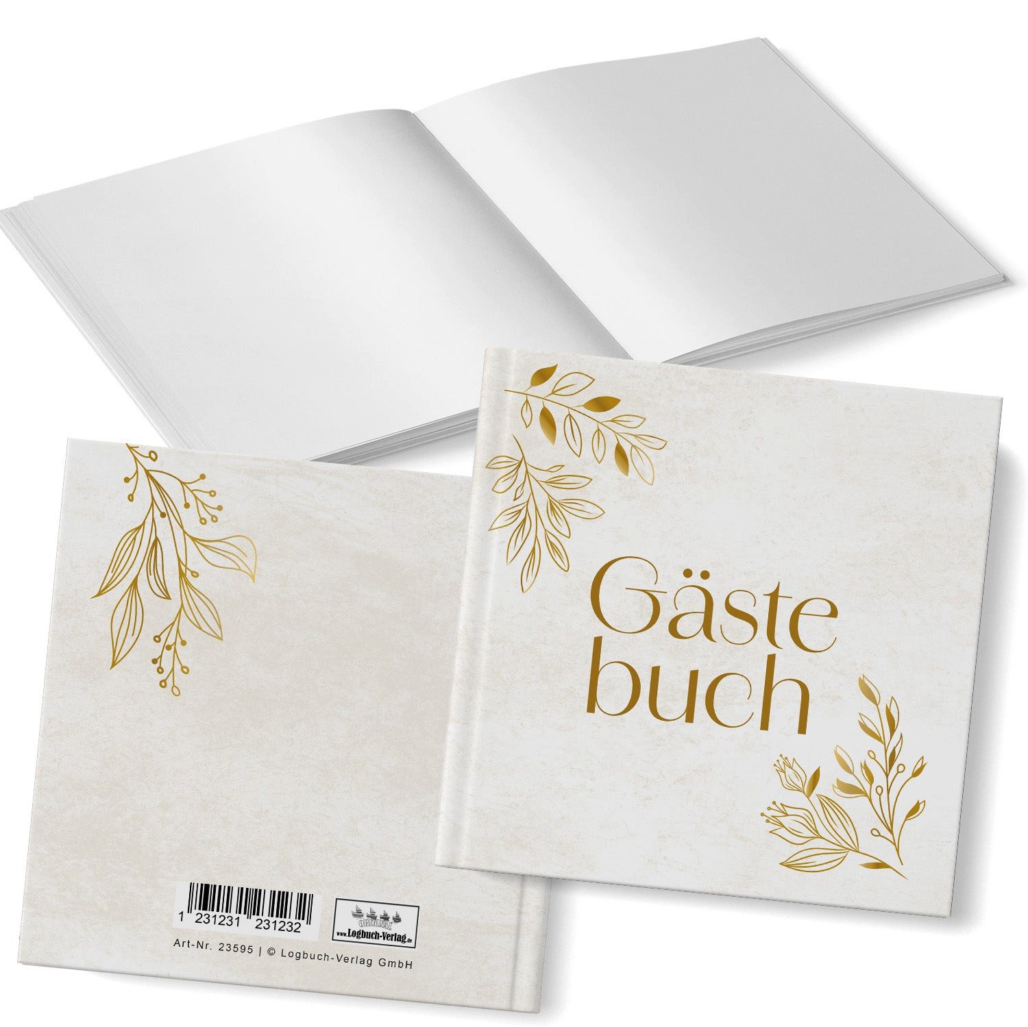 Logbuch-Verlag Notizbuch Boho Gästebuch mit weißen Seiten gold beige 18 x 18 cm