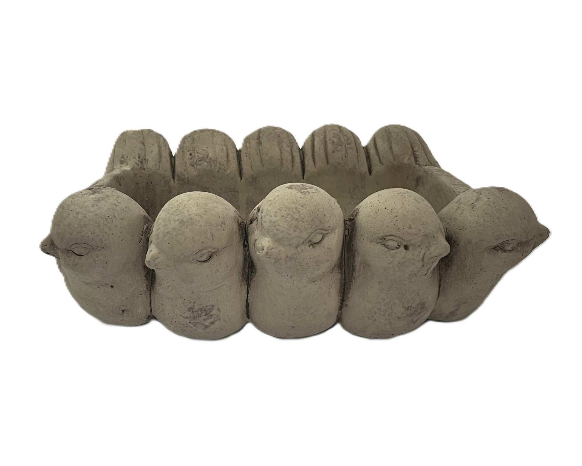 Clayre & Eef Pflanzschale Pflanzschale Übertopf Beton Grau Vogelmotiv Vintage 31 cm, Extra Schwer