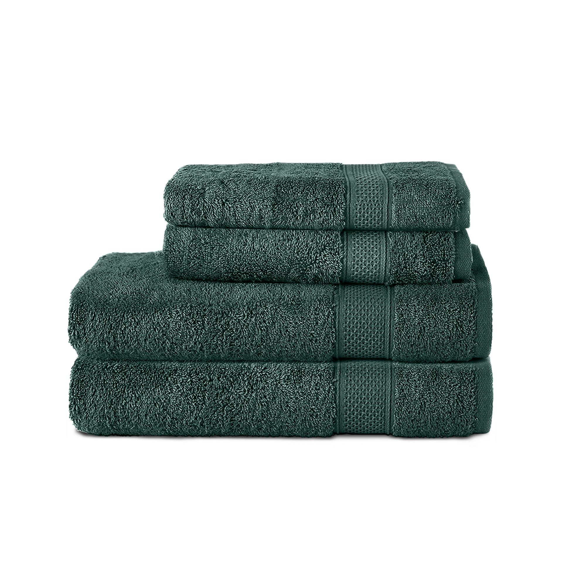 Komfortec Handtuch Set 100% Baumwolle, 2 Handtücher 50x100 cm und 2 Badetücher 70x140 cm, Frottier, (Packung, 4-tlg), Frottee, Weich Dunkel Grün