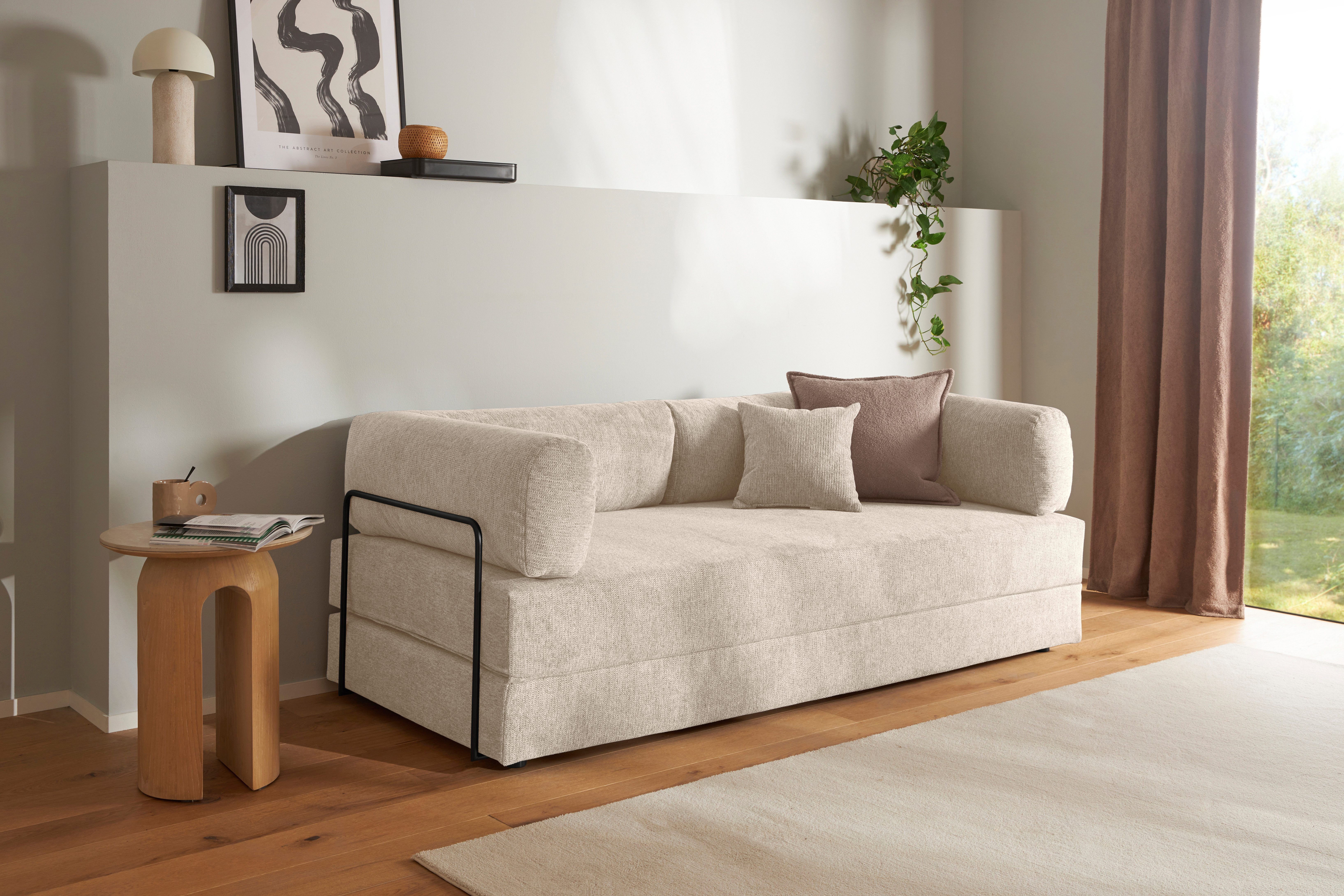 homsy by Ana Johnson Schlafsofa Folda Dauerschläfer, B: 206 cm, Liegefl. 181x198 cm, mit Bett-/Schlaffunktion, inkl. 1x Zierkissen, Tonnentaschenfederkern